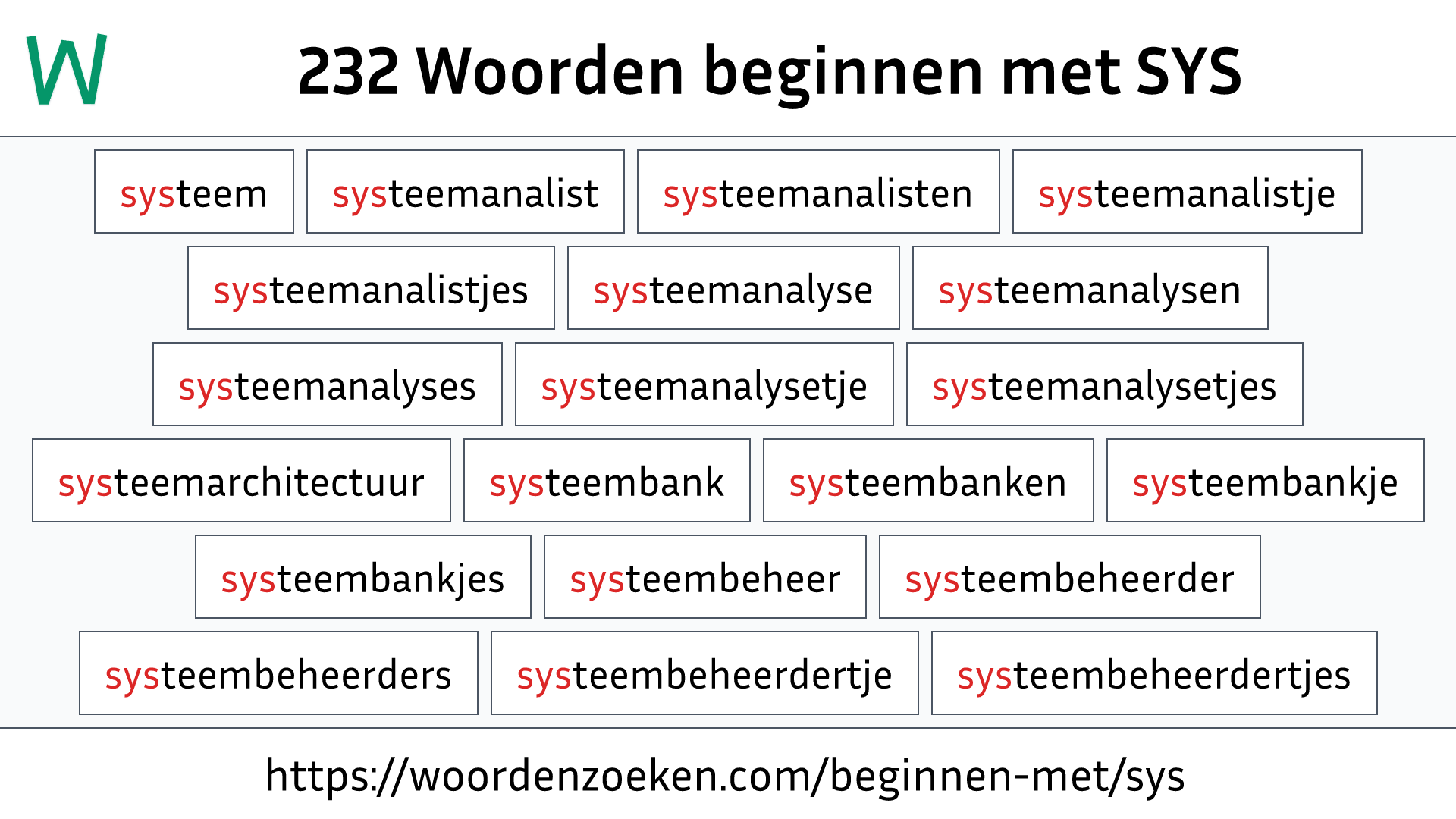 Woorden beginnen met SYS