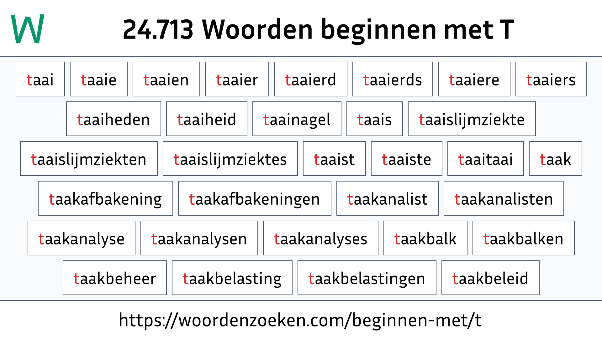 Woorden beginnen met T