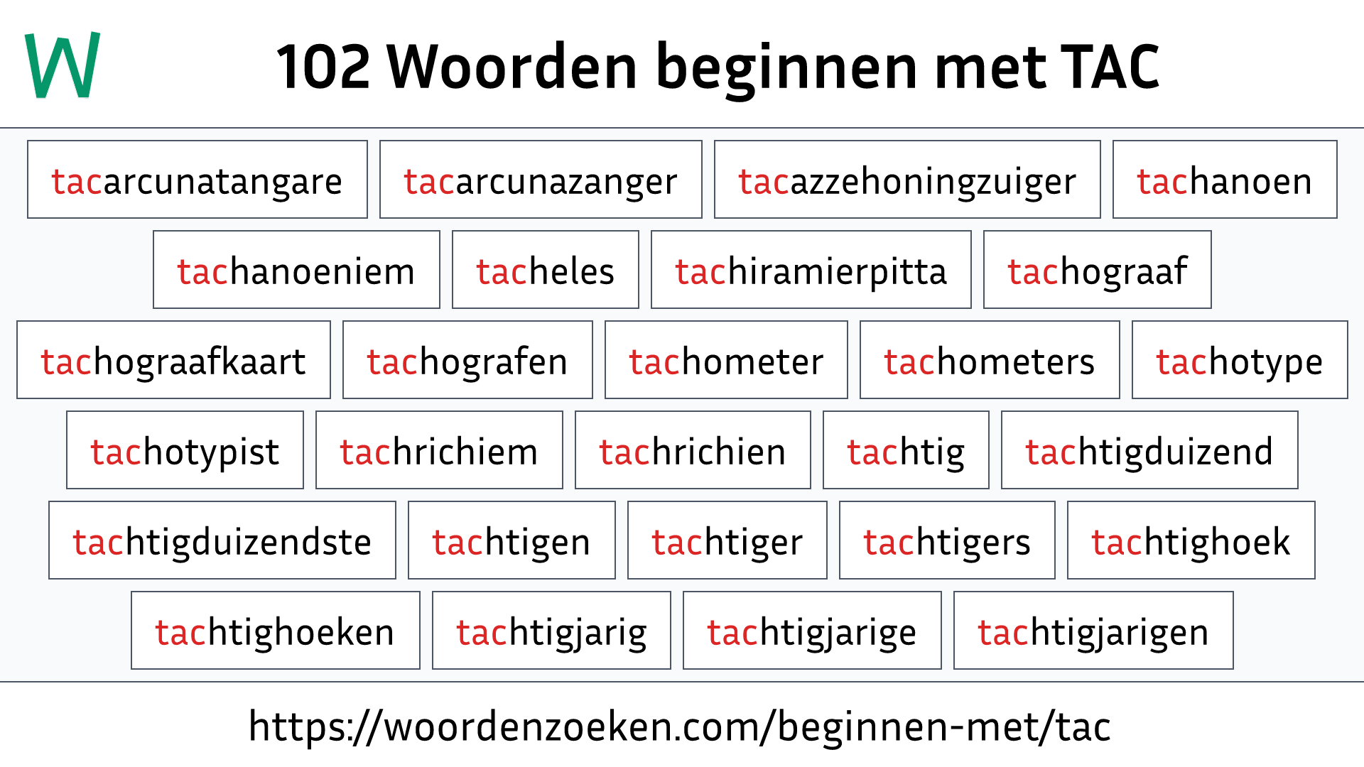 Woorden beginnen met TAC