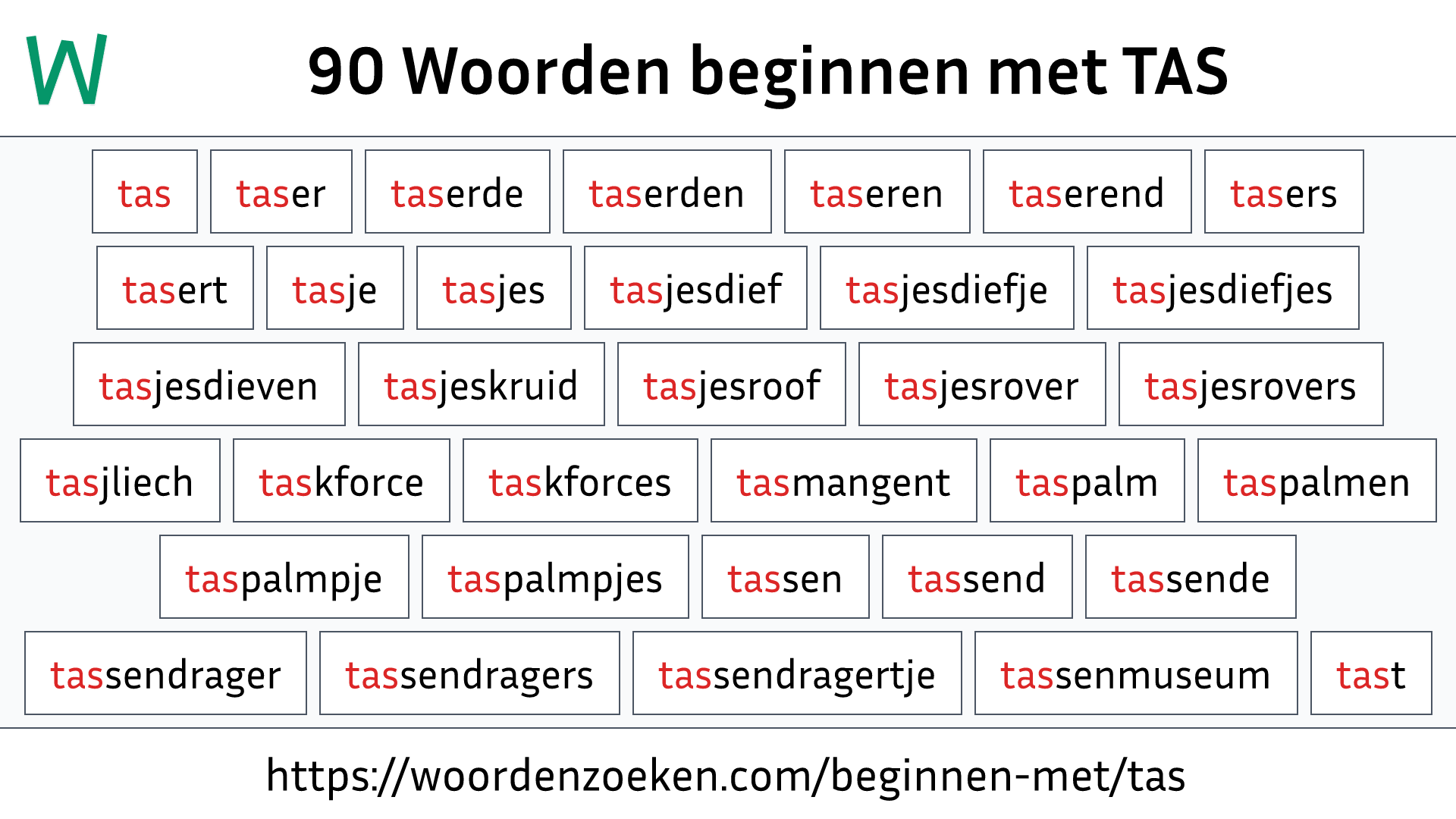Woorden beginnen met TAS