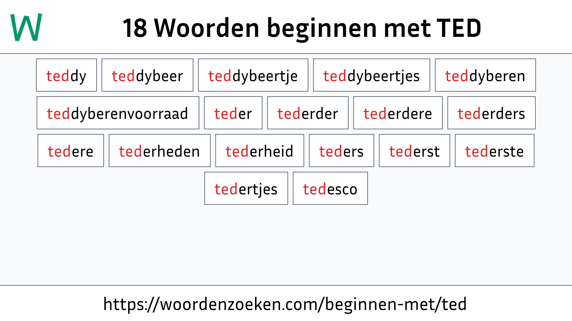 Woorden beginnen met TED