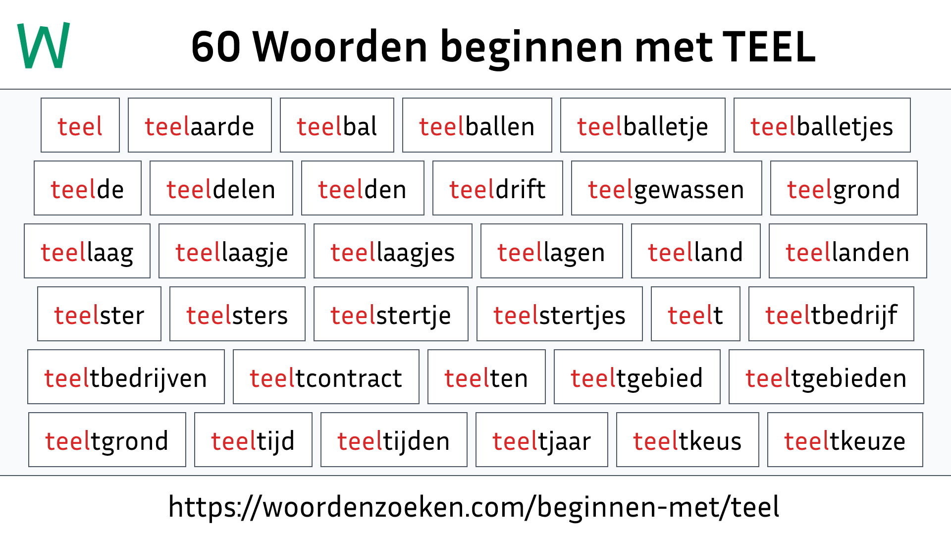 Woorden beginnen met TEEL