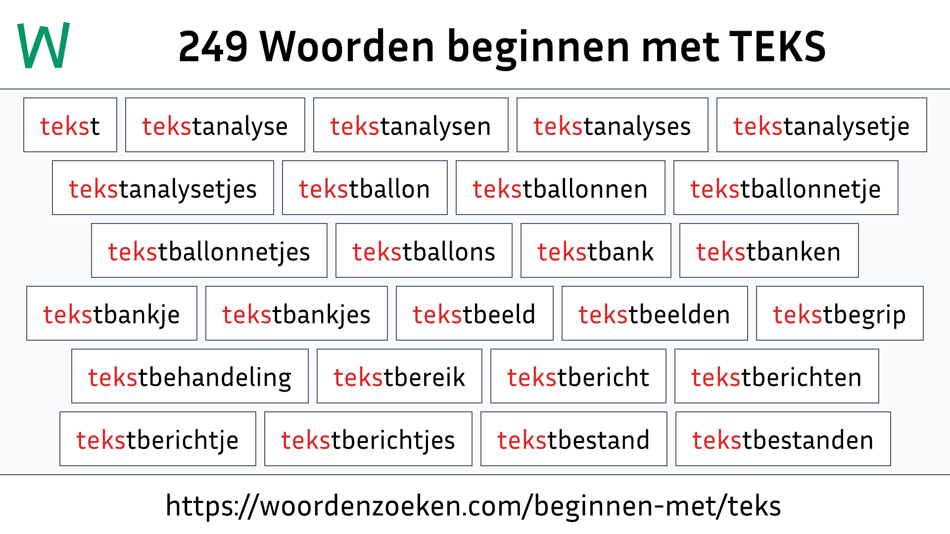 Woorden beginnen met TEKS