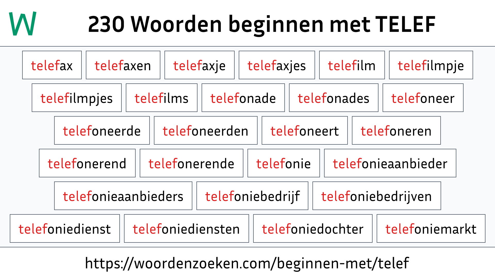 Woorden beginnen met TELEF