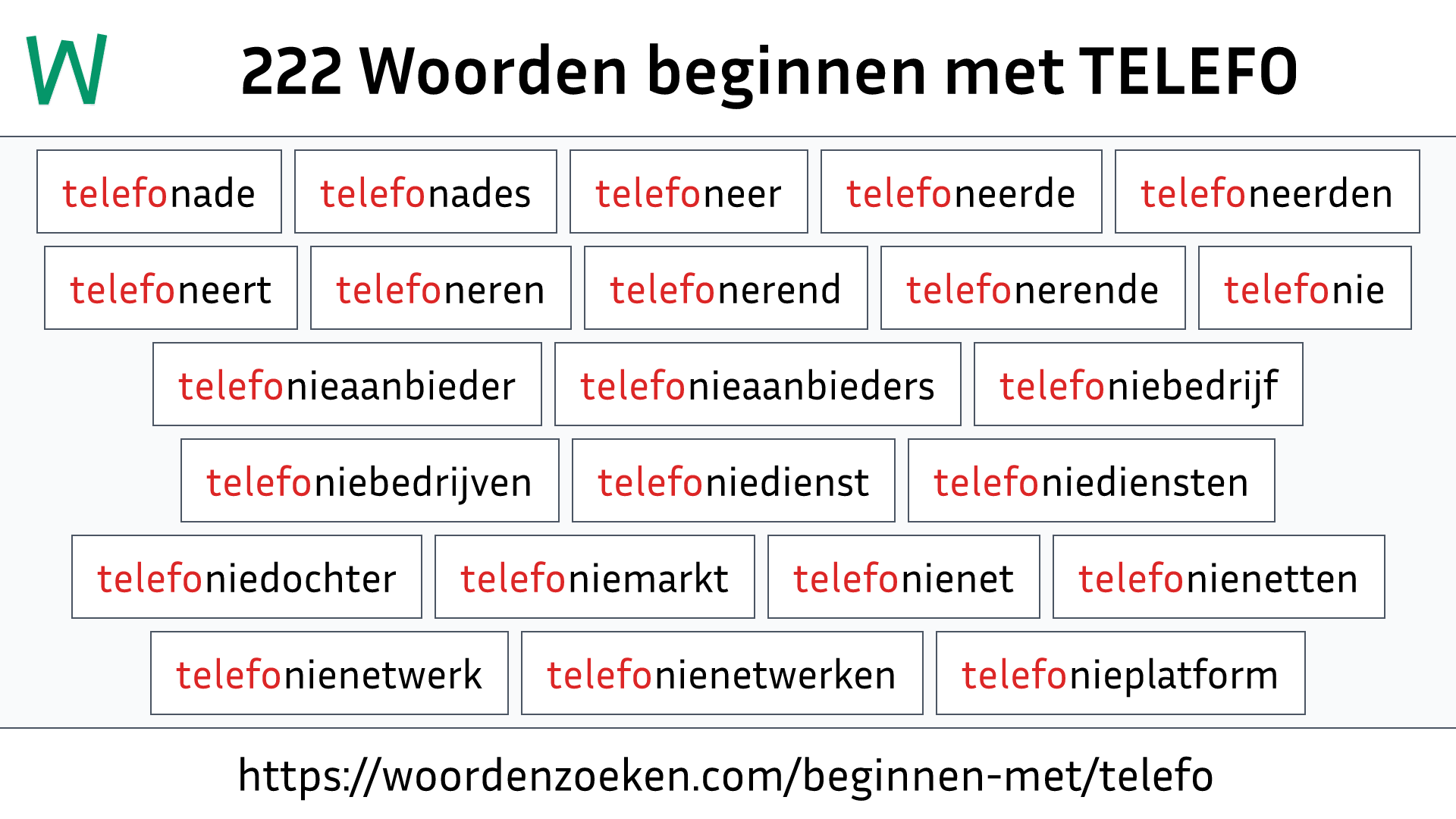 Woorden beginnen met TELEFO