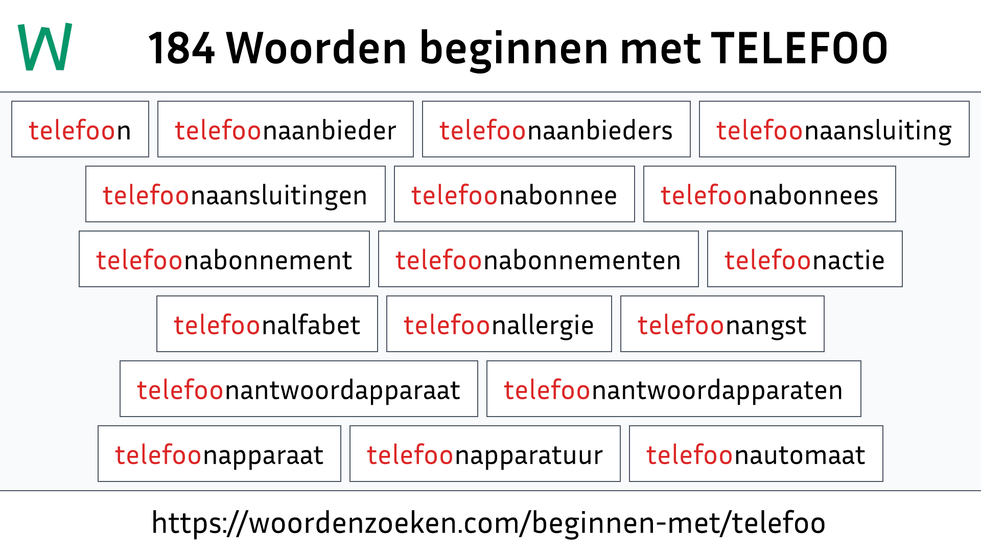 Woorden beginnen met TELEFOO