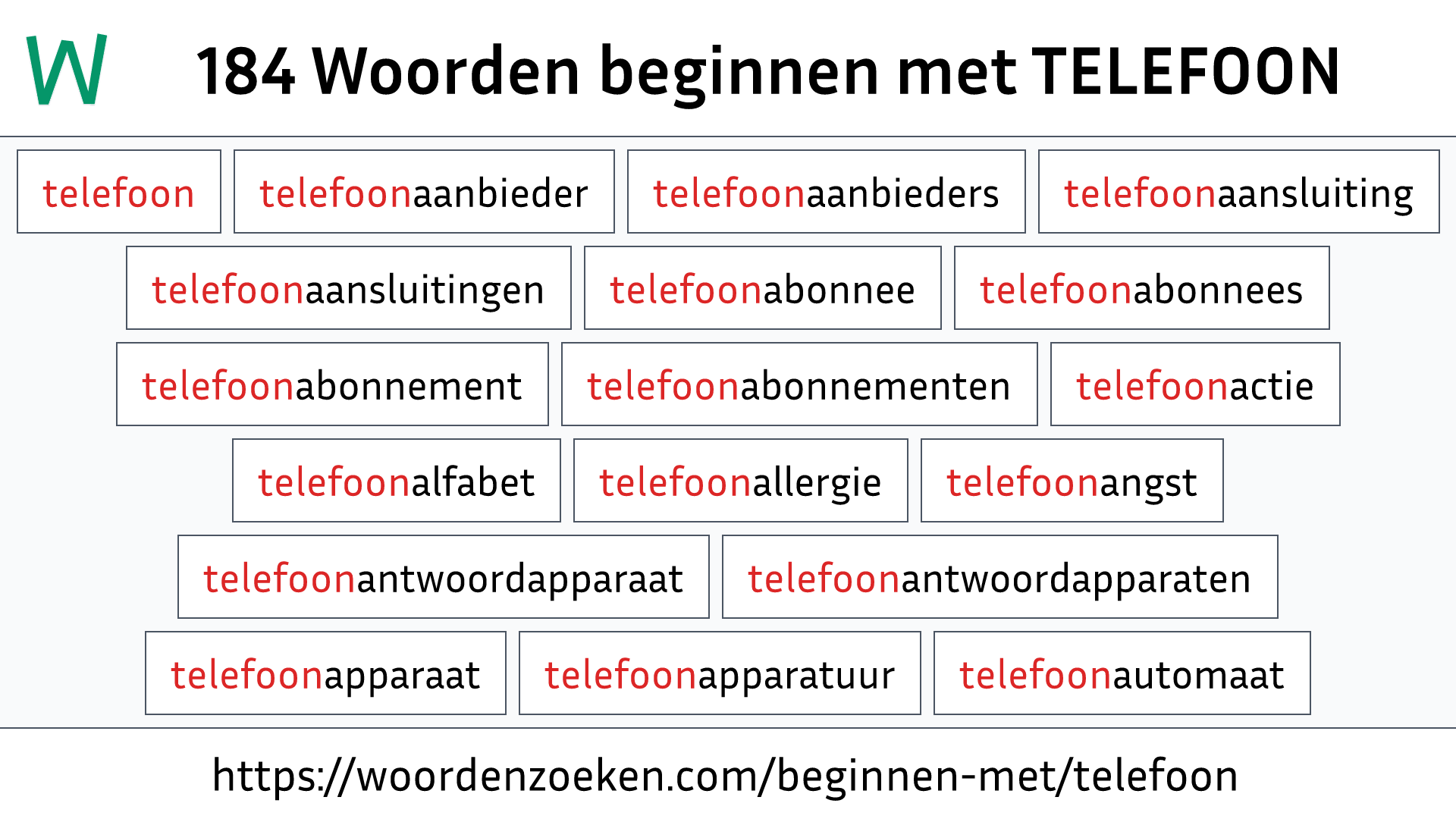 Woorden beginnen met TELEFOON