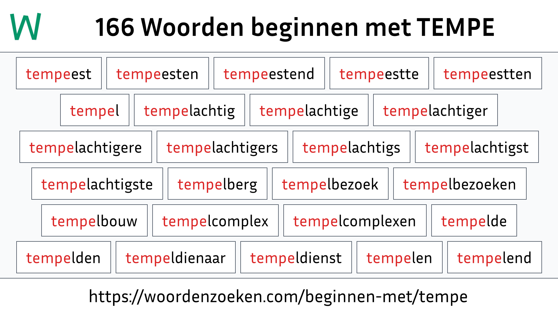 Woorden beginnen met TEMPE