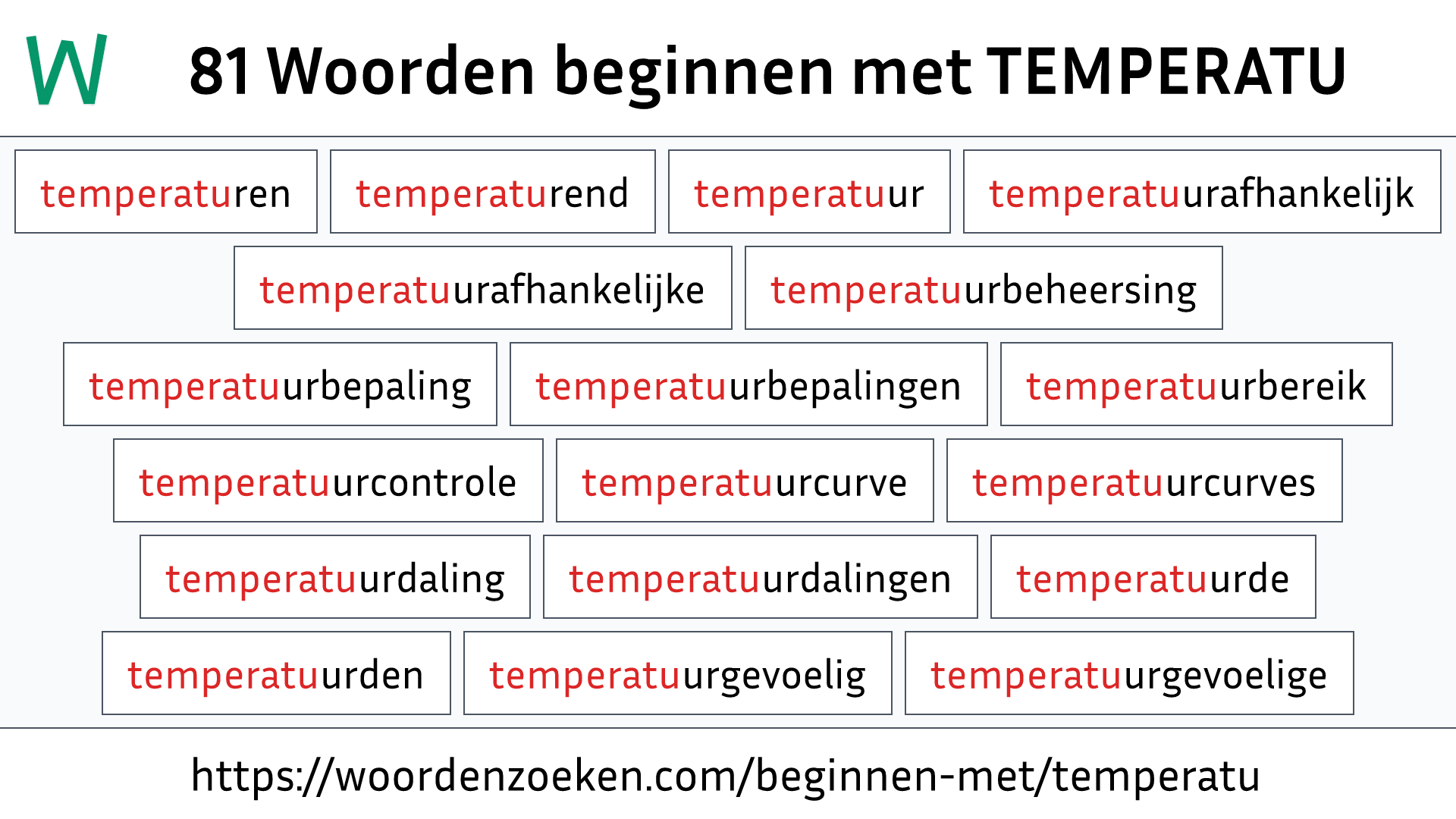 Woorden beginnen met TEMPERATU