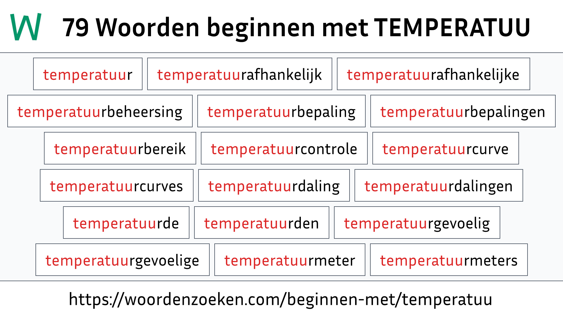 Woorden beginnen met TEMPERATUU