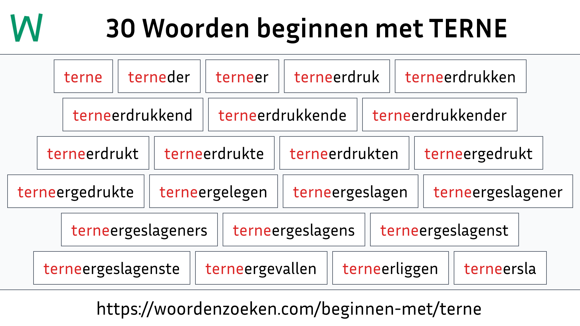 Woorden beginnen met TERNE