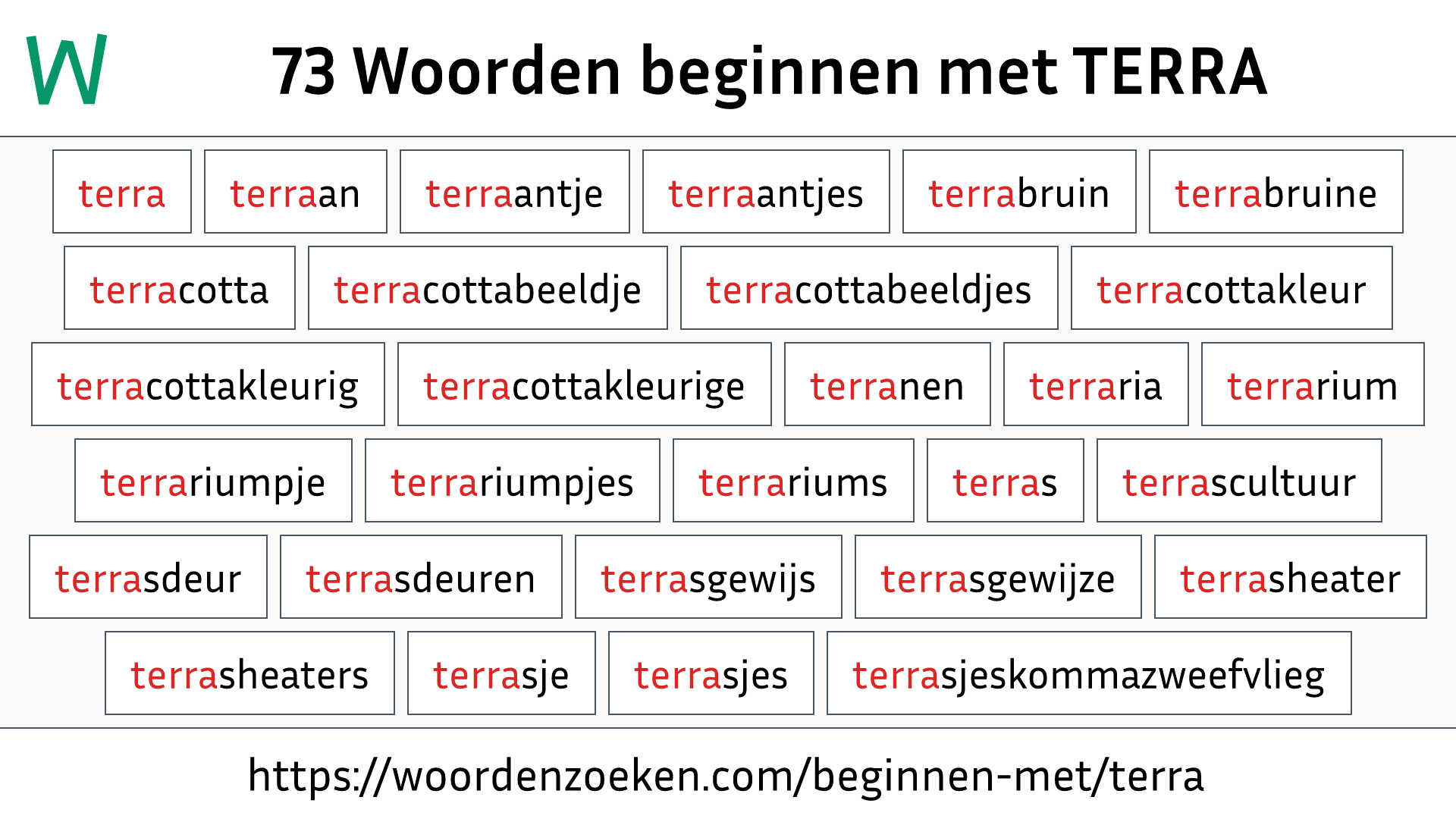 Woorden beginnen met TERRA