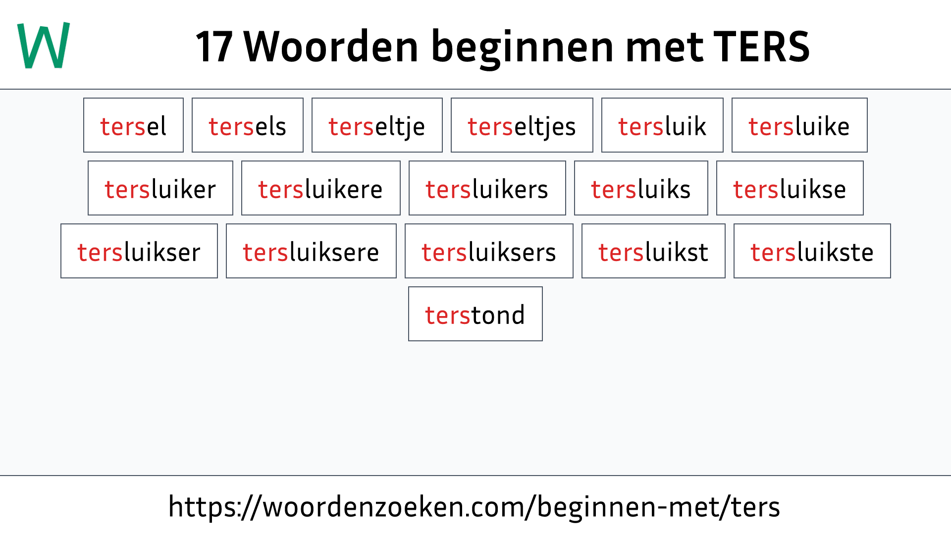 Woorden beginnen met TERS