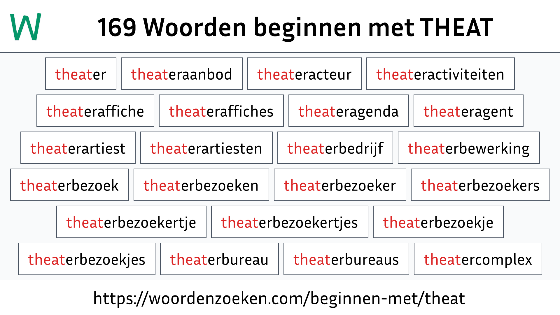 Woorden beginnen met THEAT