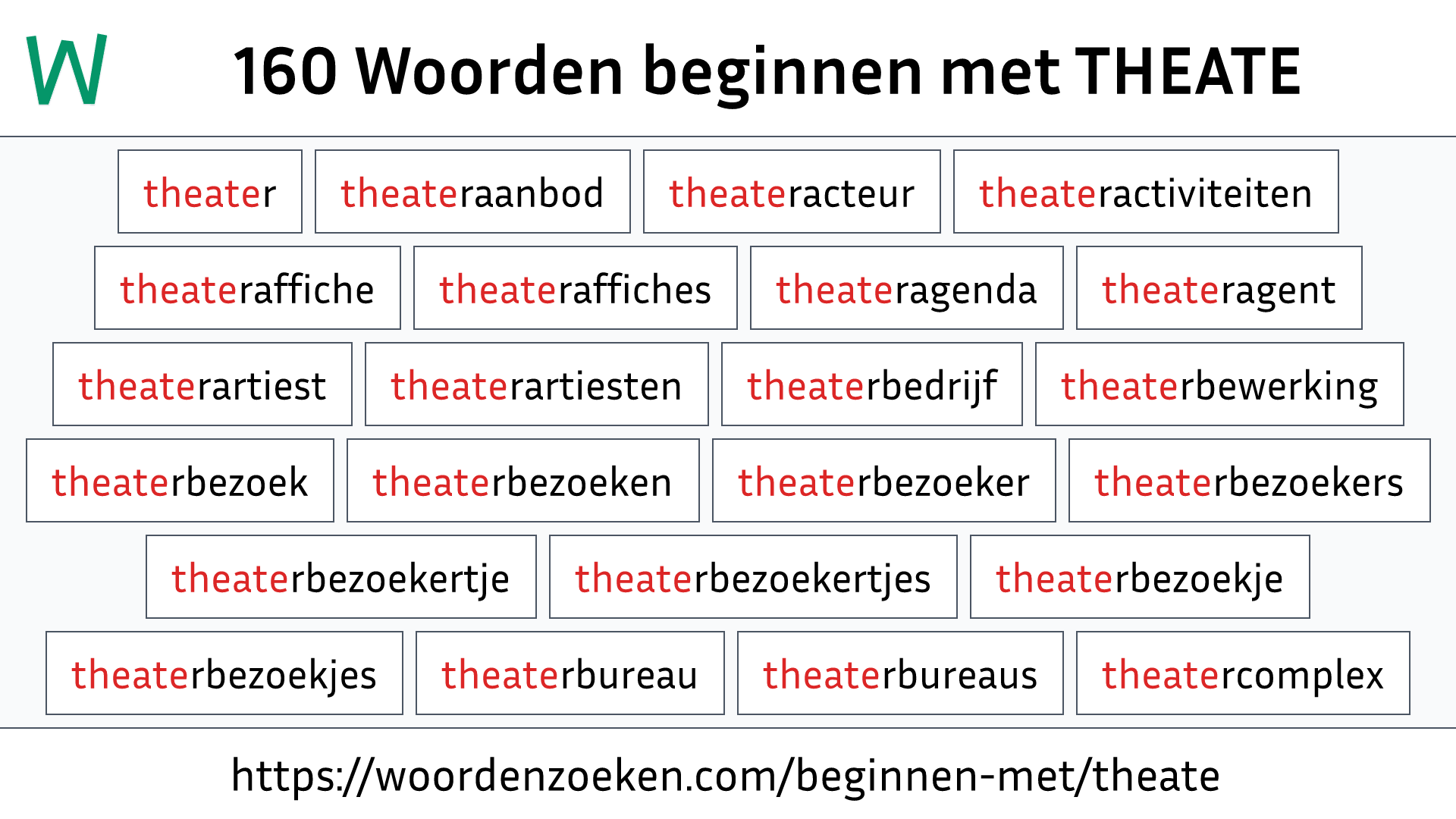 Woorden beginnen met THEATE