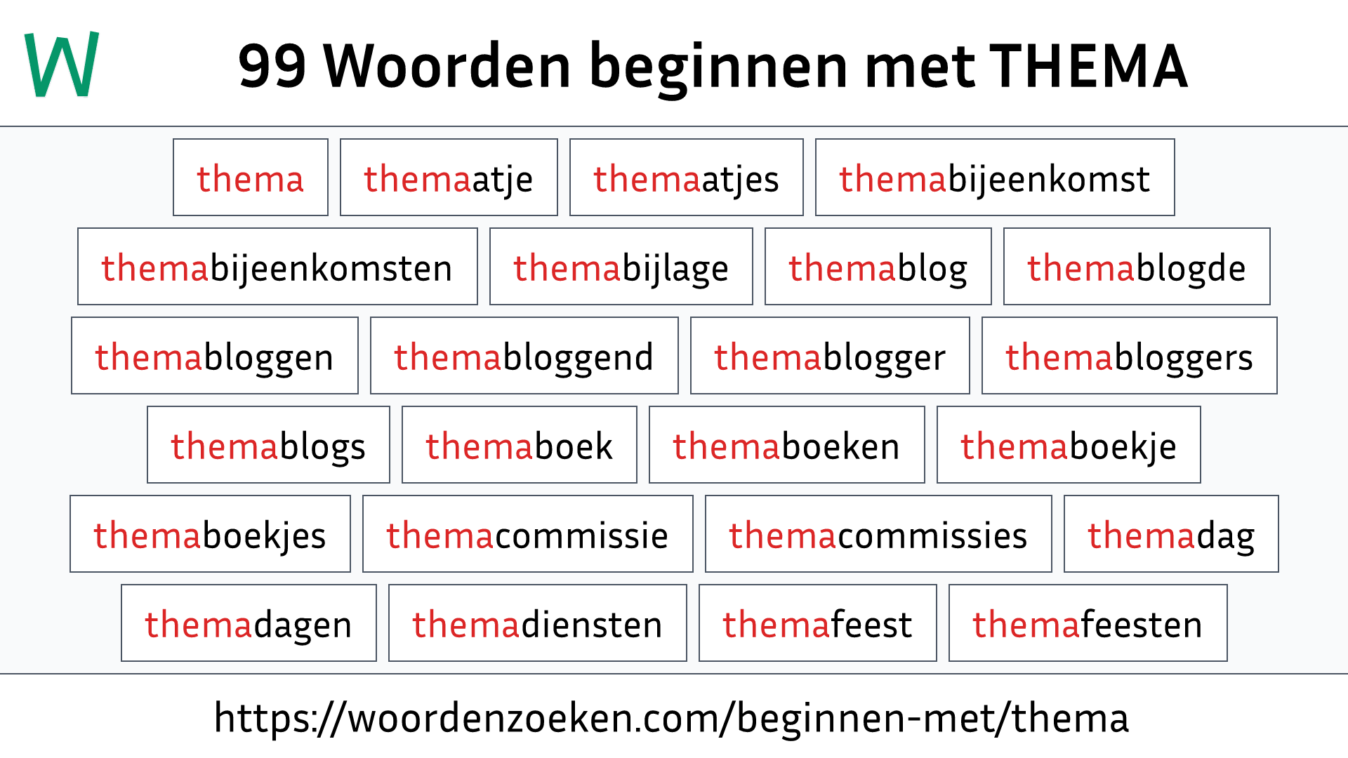 Woorden beginnen met THEMA