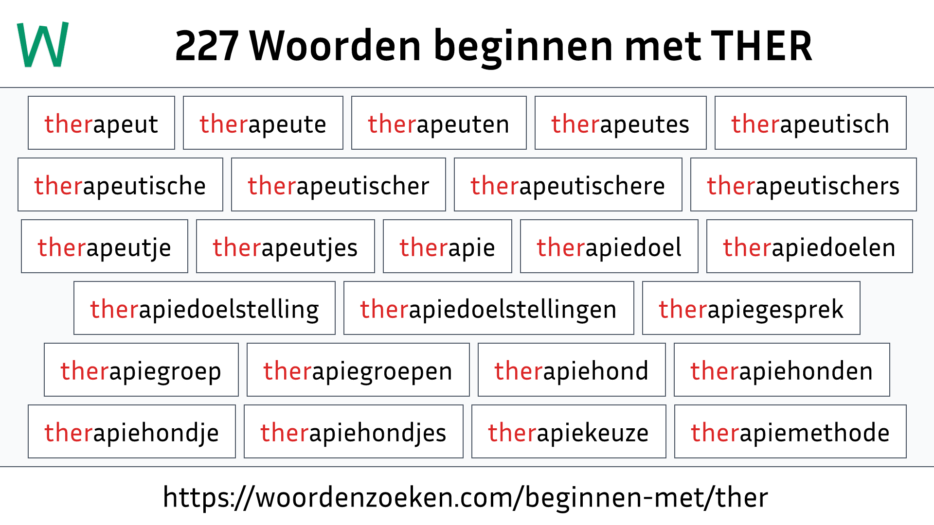 Woorden beginnen met THER