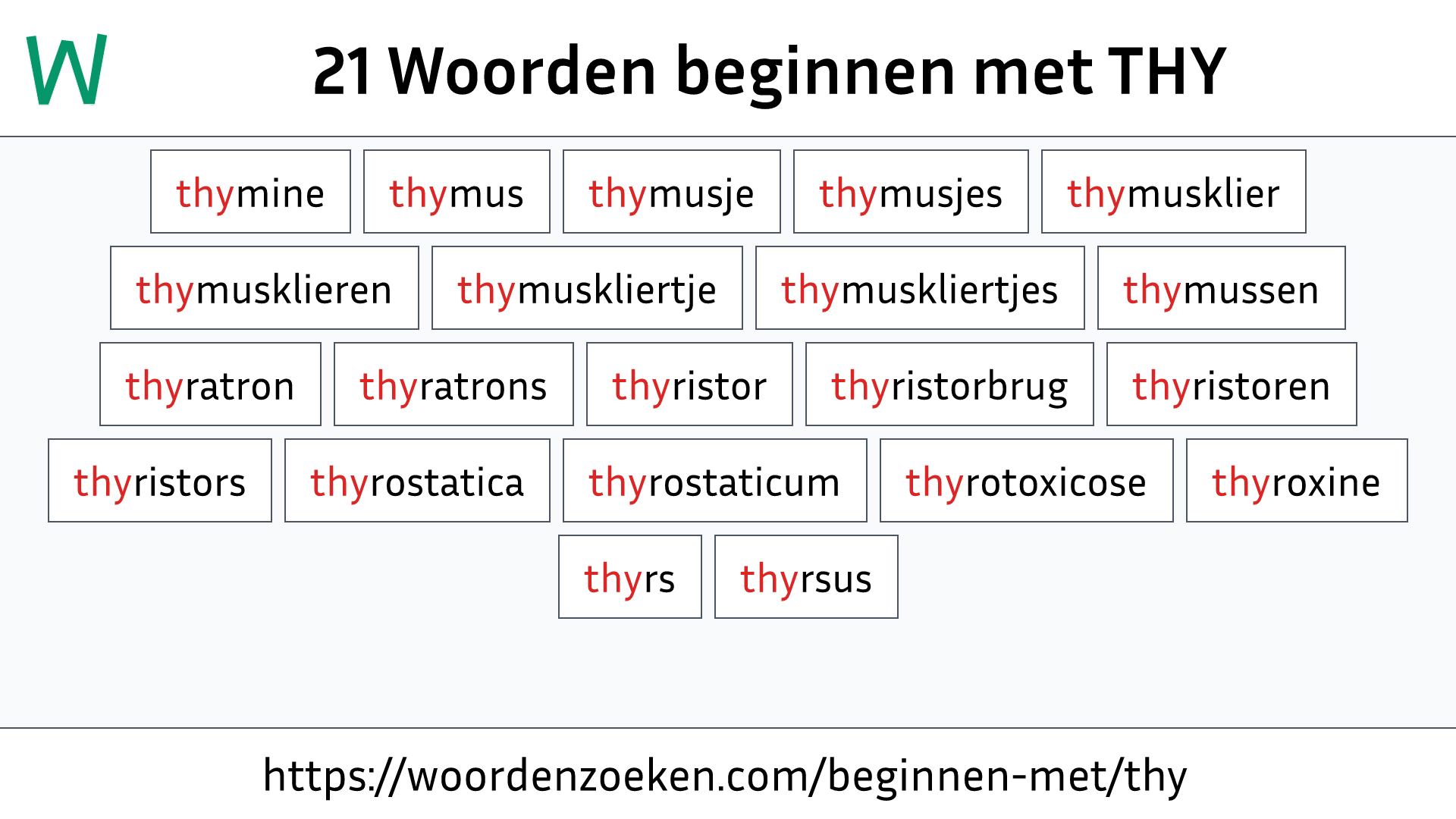 Woorden beginnen met THY