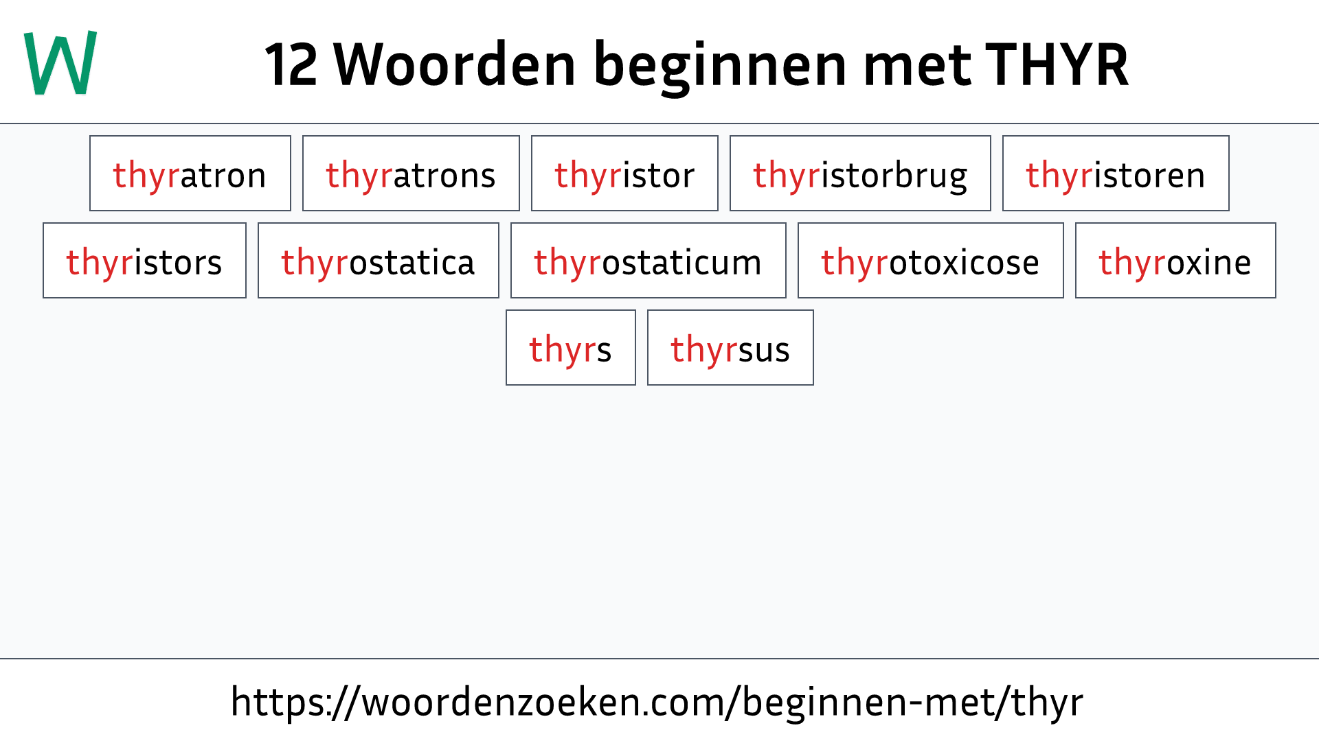 Woorden beginnen met THYR