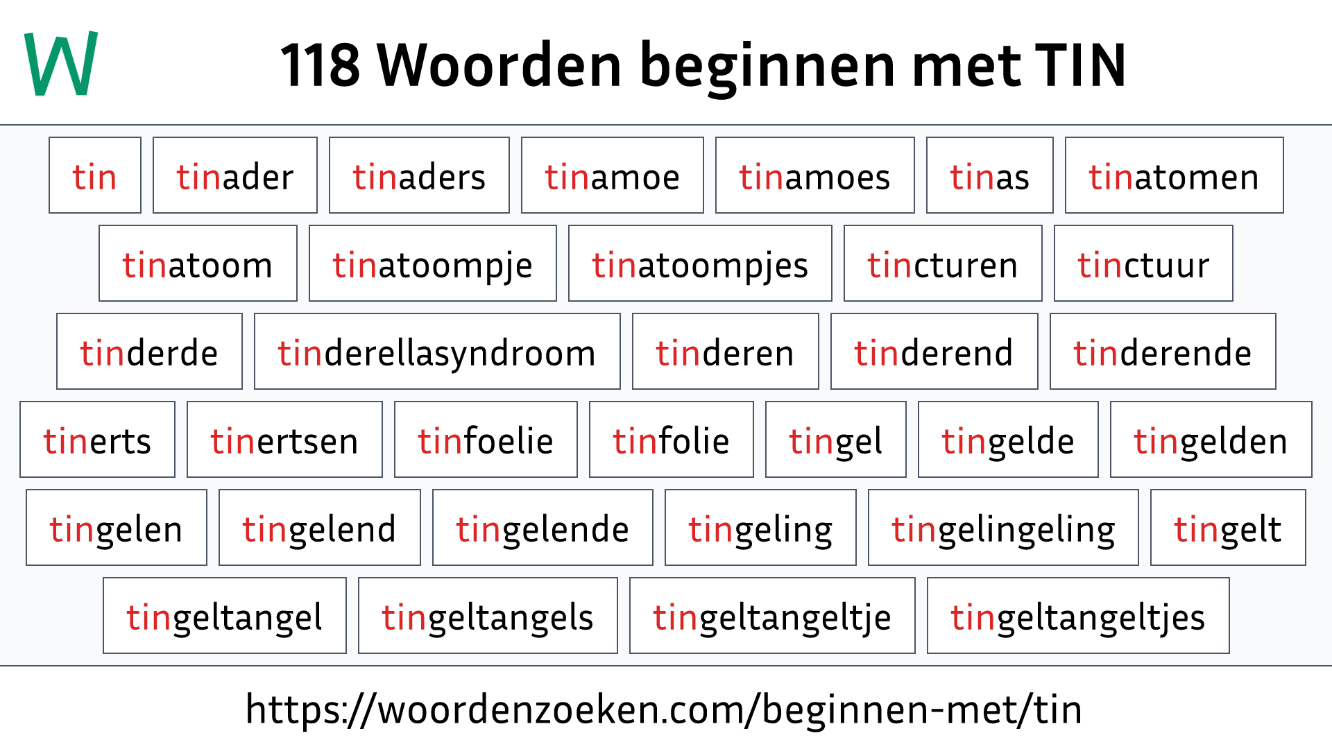 Woorden beginnen met TIN