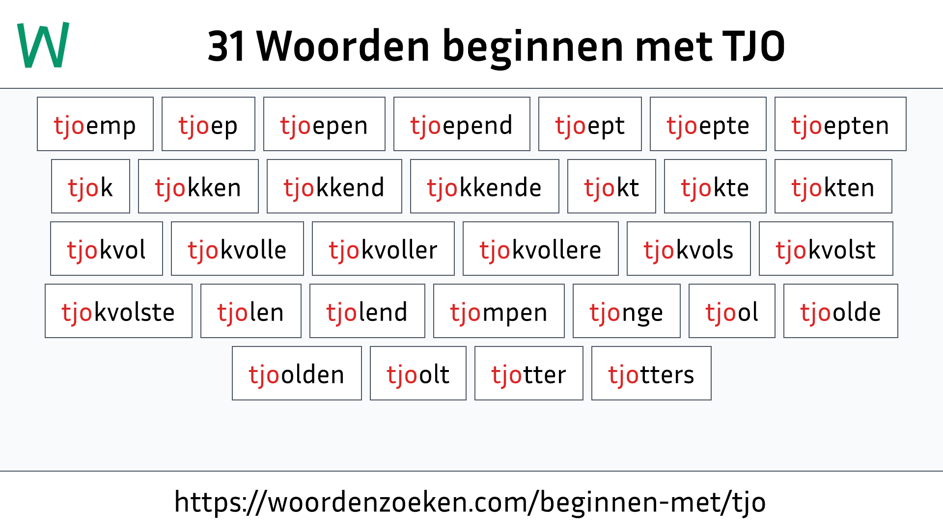 Woorden beginnen met TJO