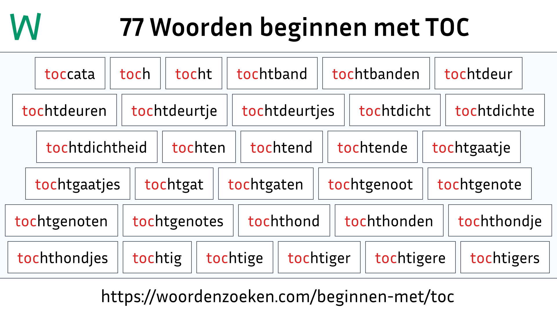 Woorden beginnen met TOC