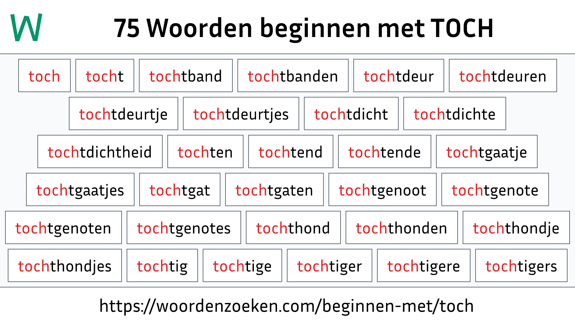 Woorden beginnen met TOCH