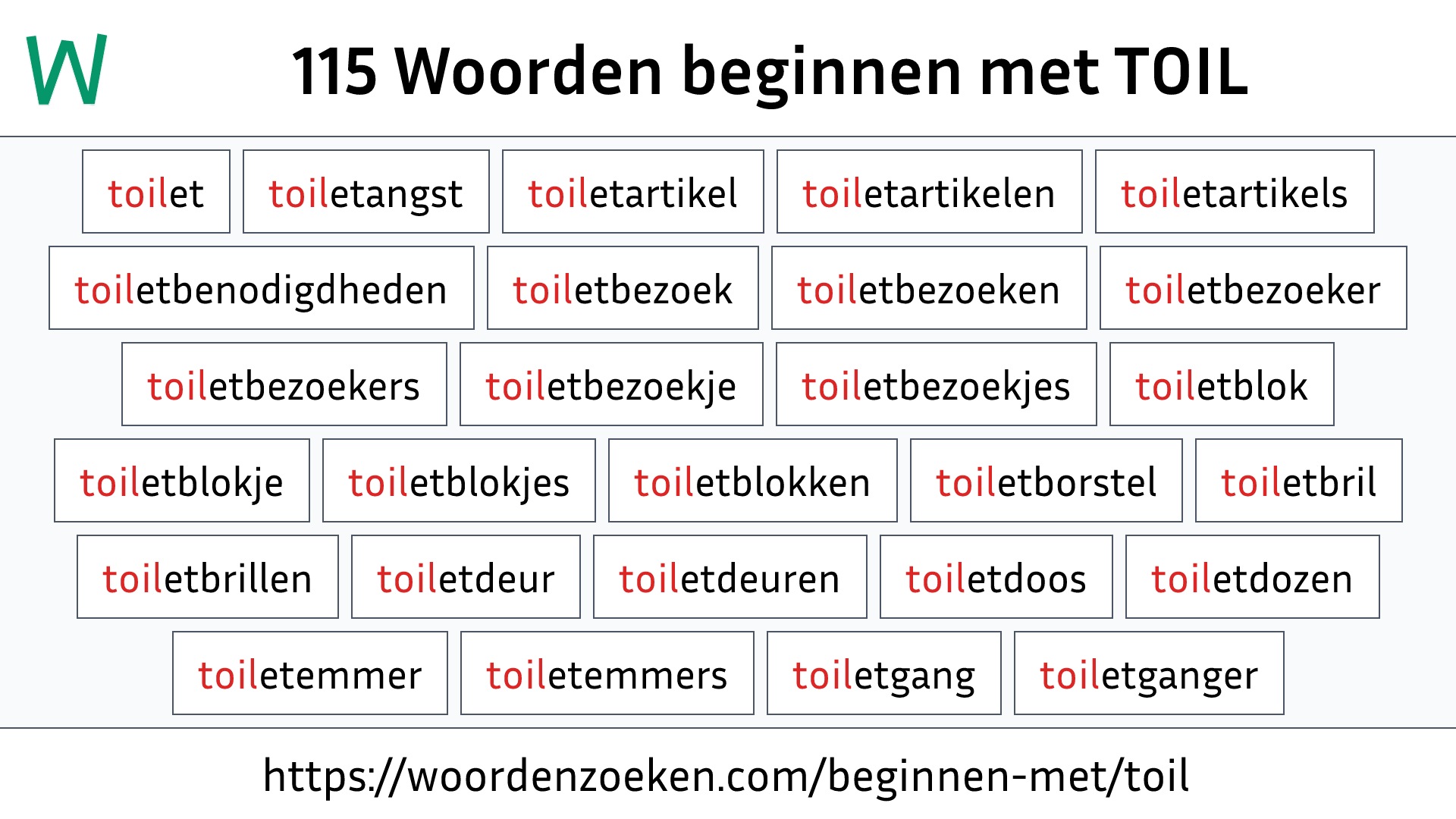 Woorden beginnen met TOIL