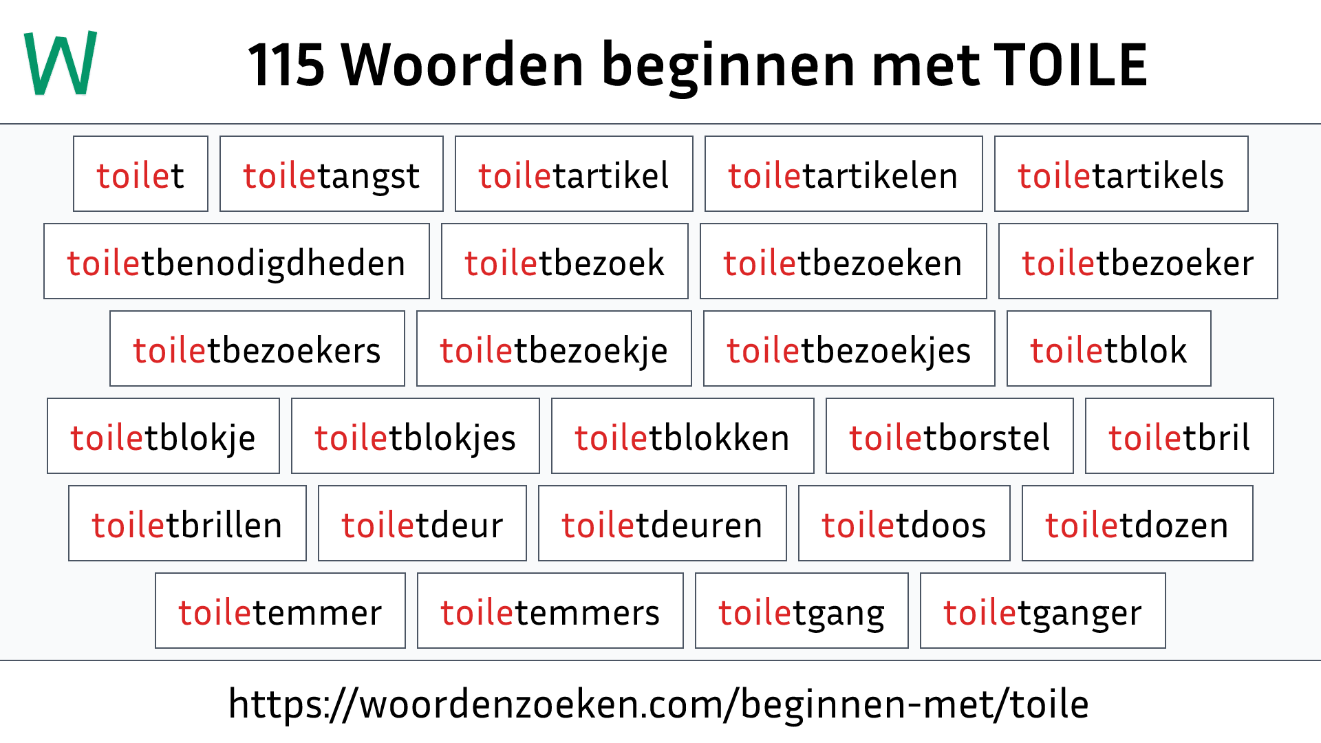 Woorden beginnen met TOILE