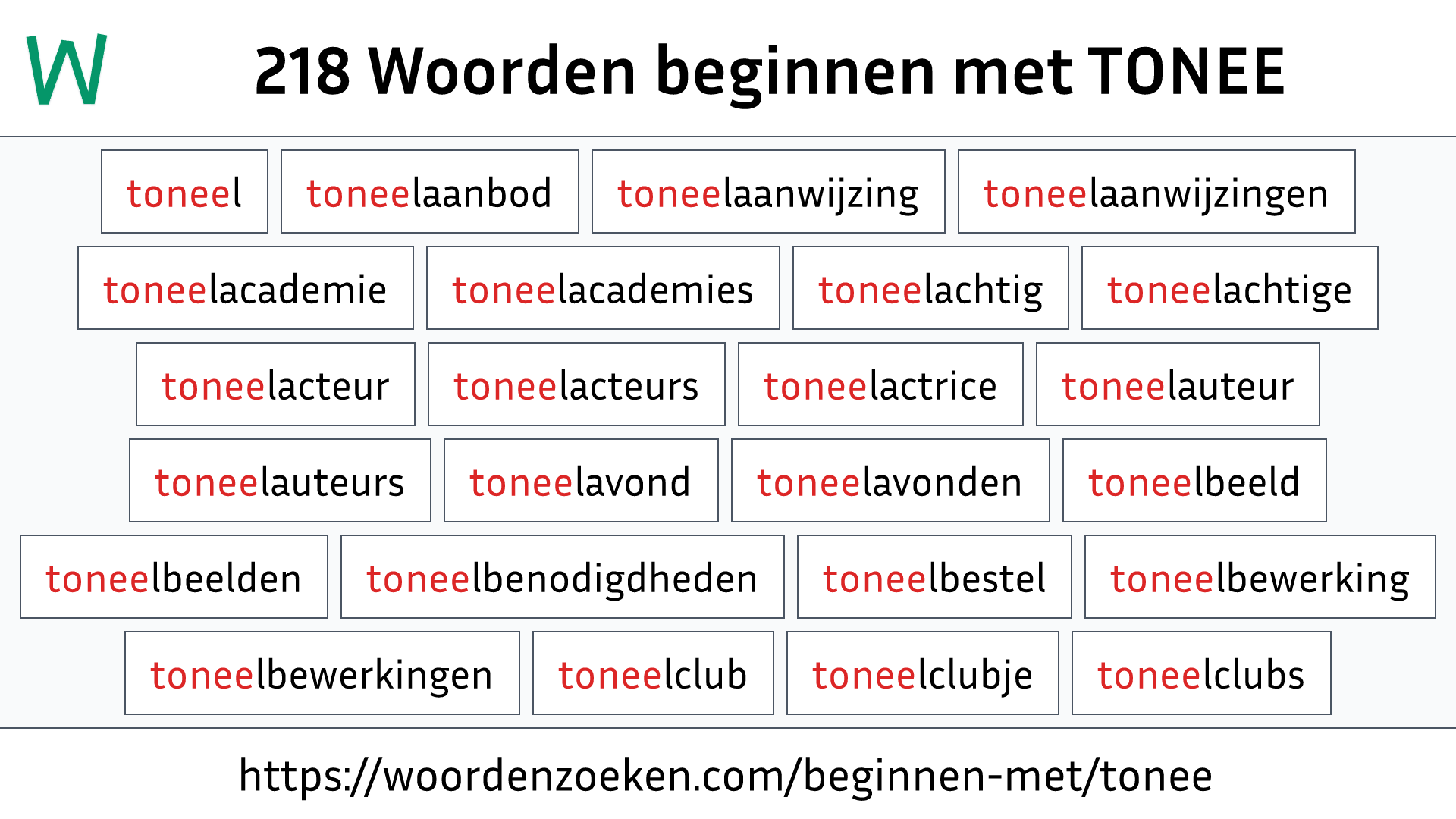 Woorden beginnen met TONEE