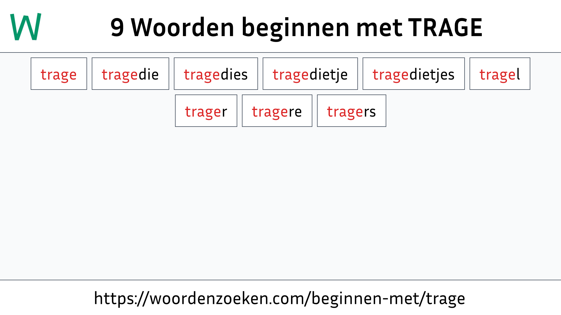 Woorden beginnen met TRAGE