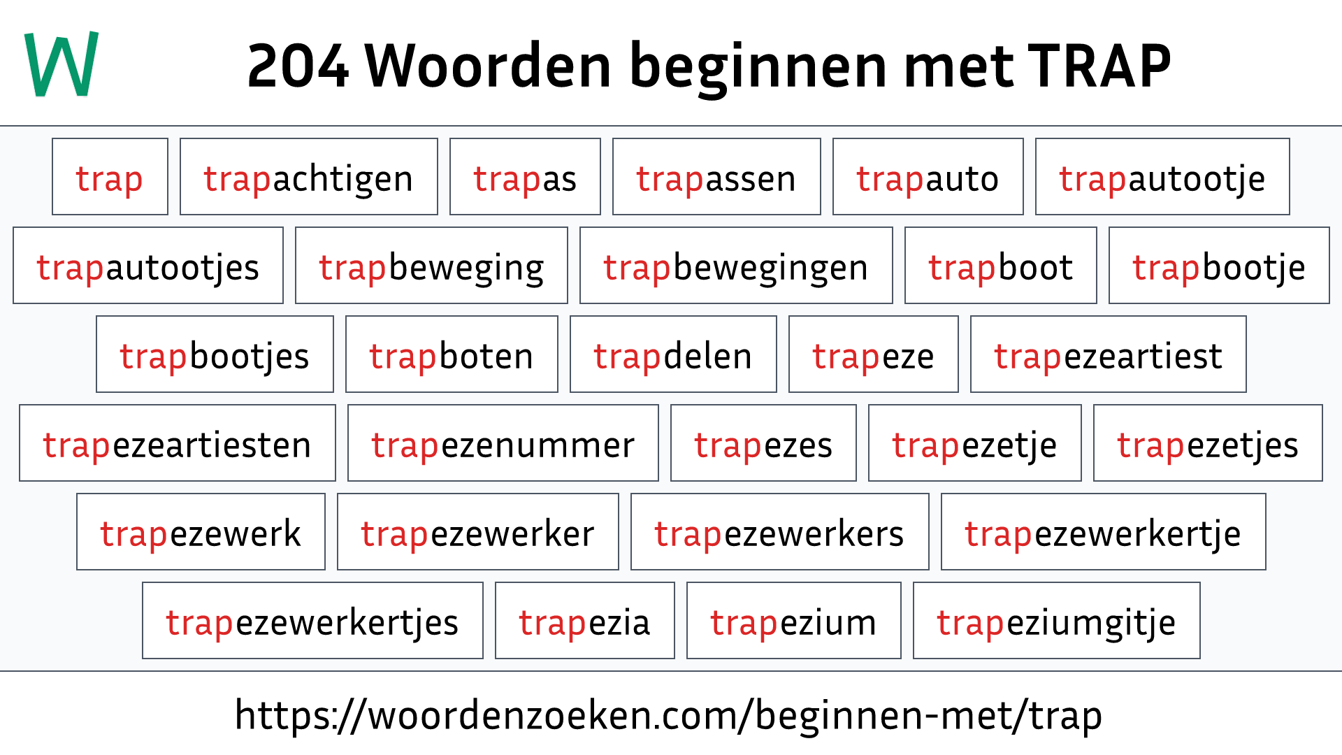 Woorden beginnen met TRAP