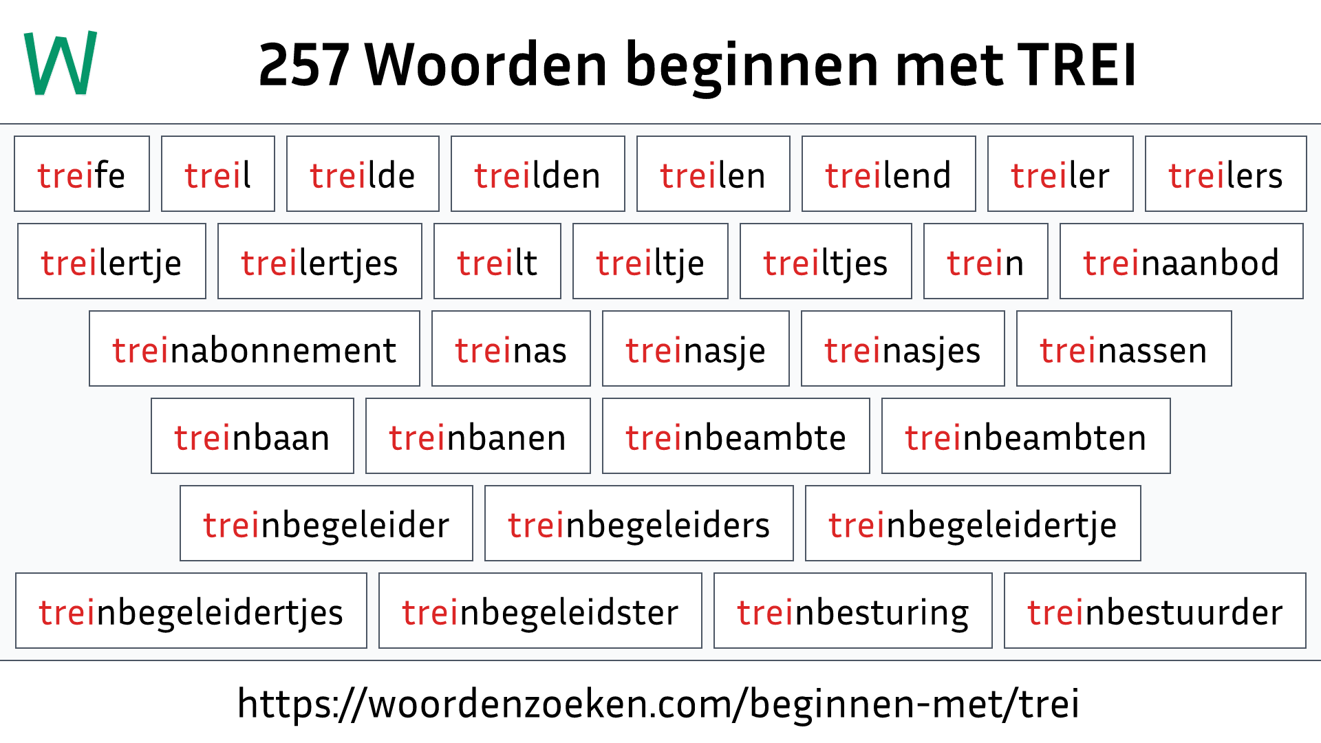 Woorden beginnen met TREI