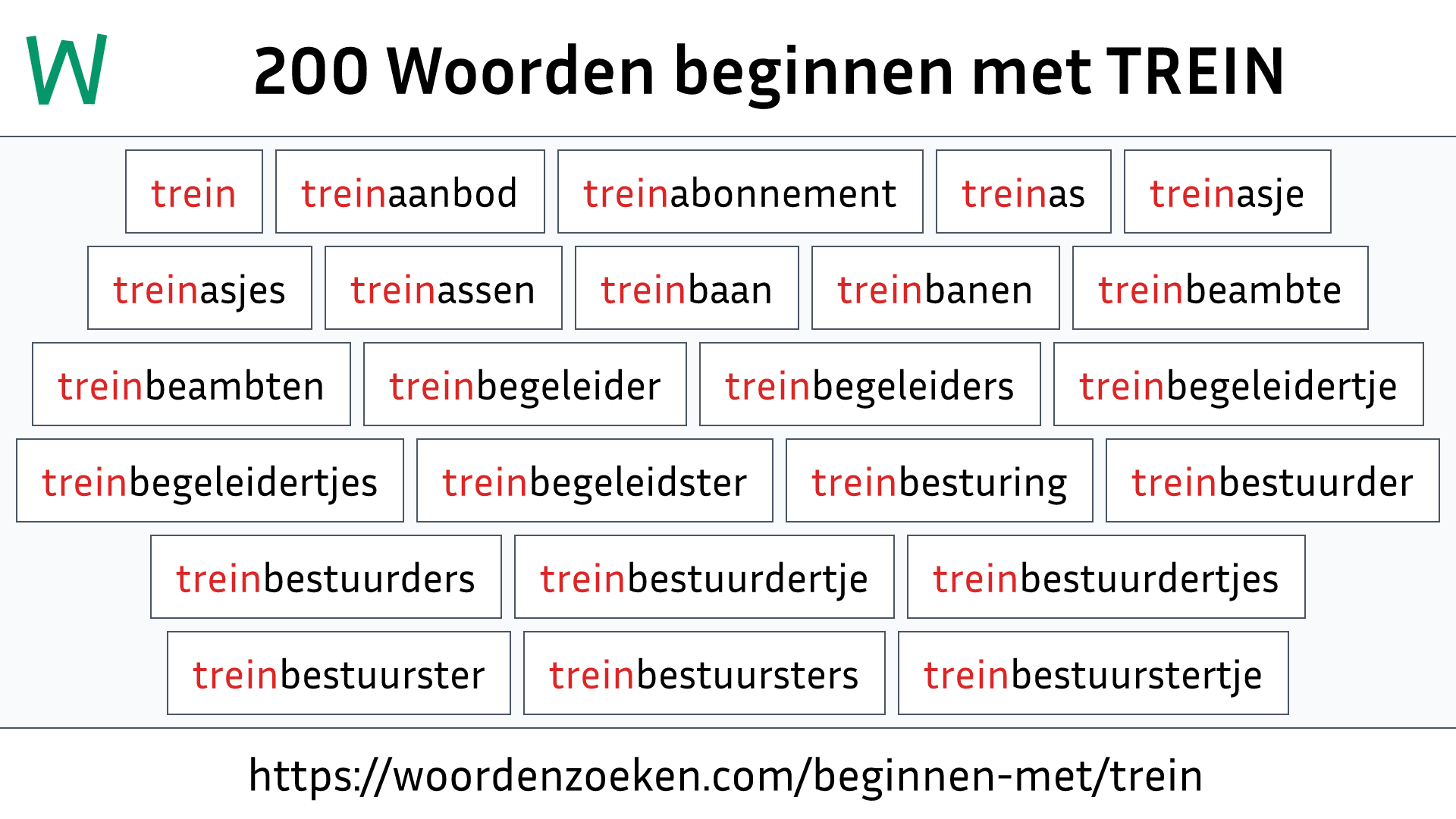 Woorden beginnen met TREIN