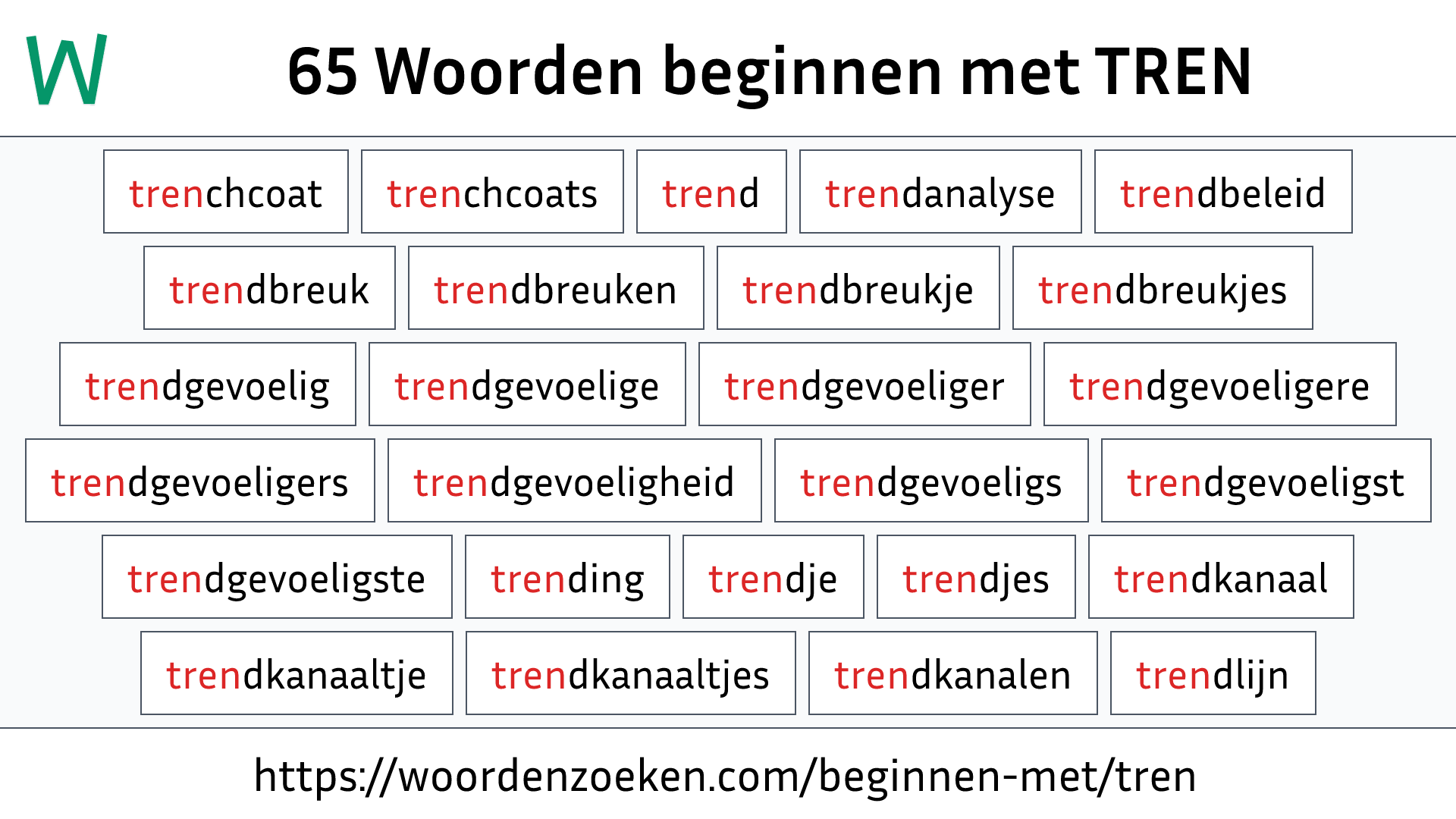 Woorden beginnen met TREN