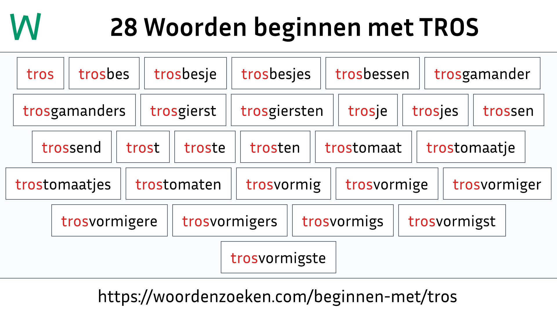 Woorden beginnen met TROS