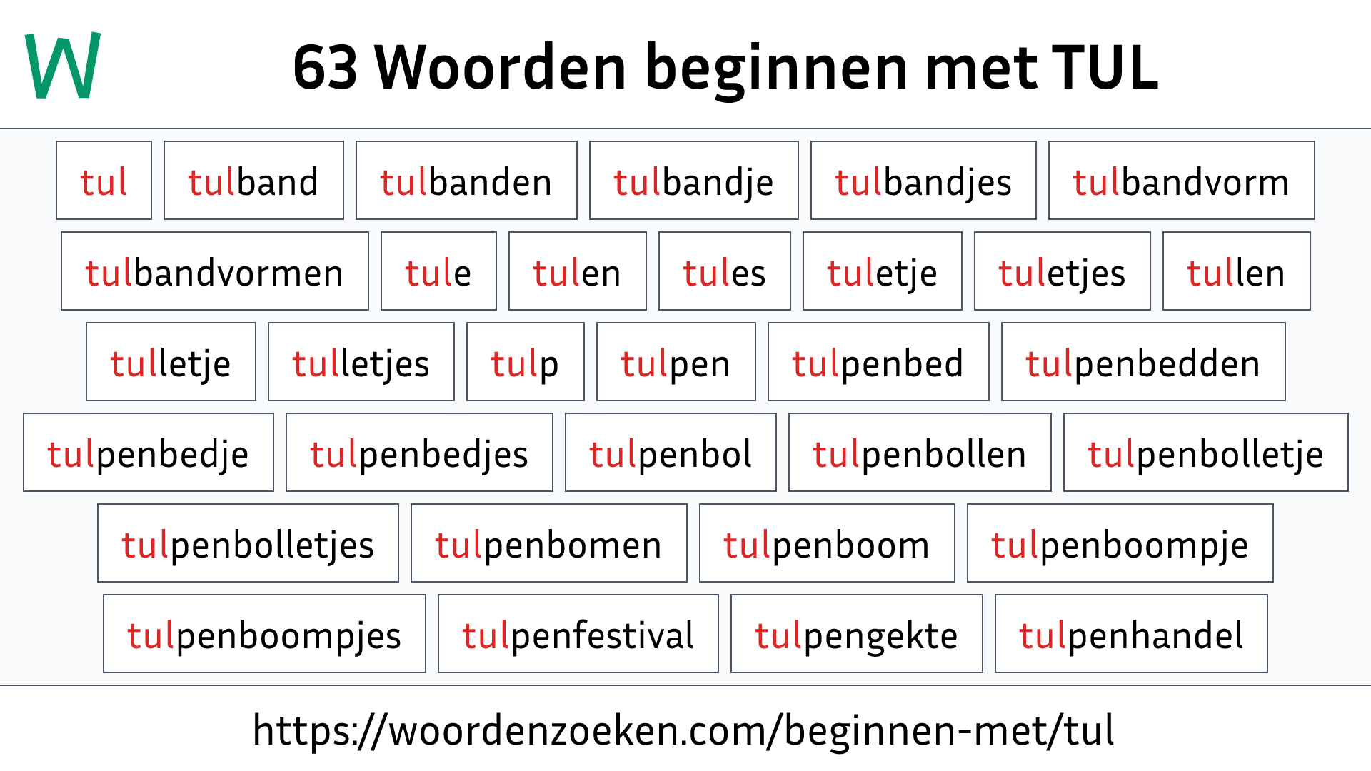Woorden beginnen met TUL