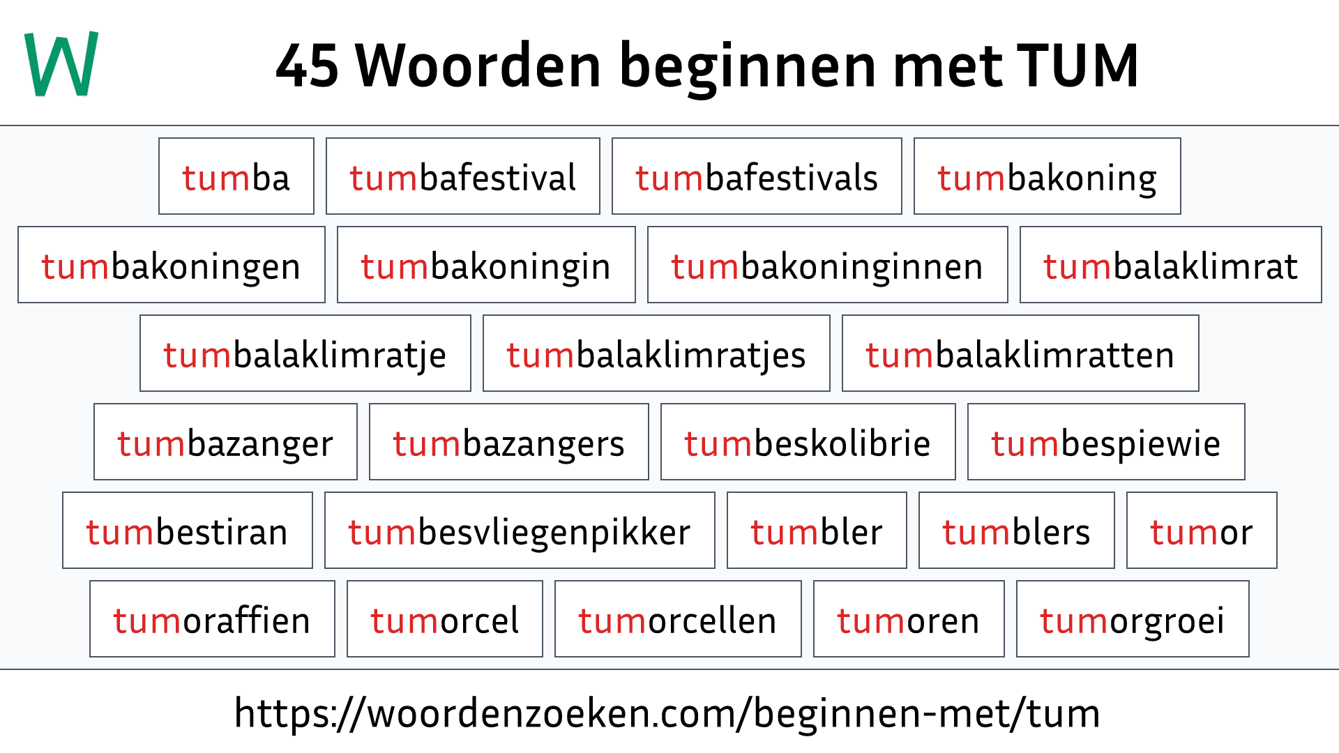 Woorden beginnen met TUM