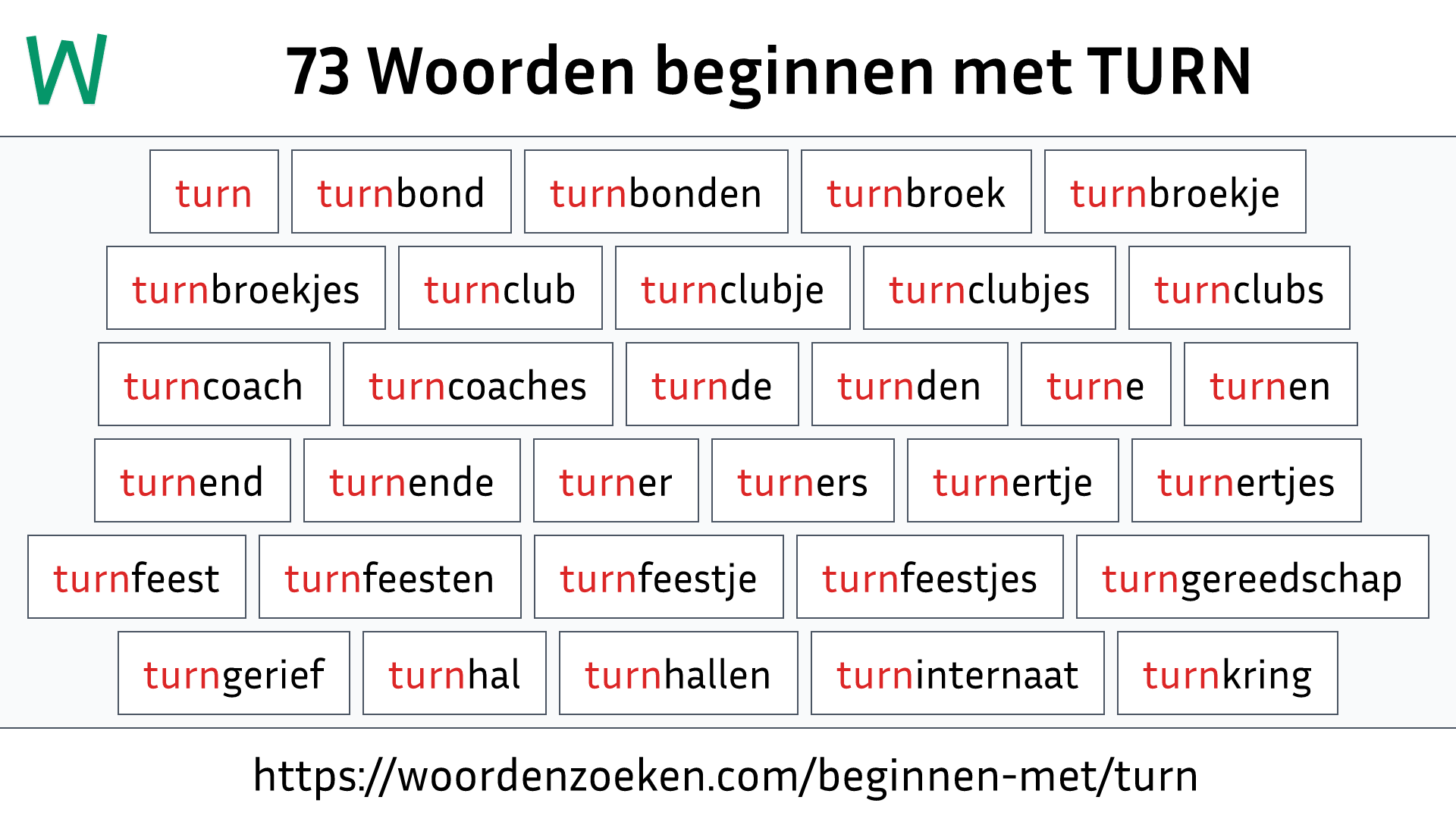 Woorden beginnen met TURN
