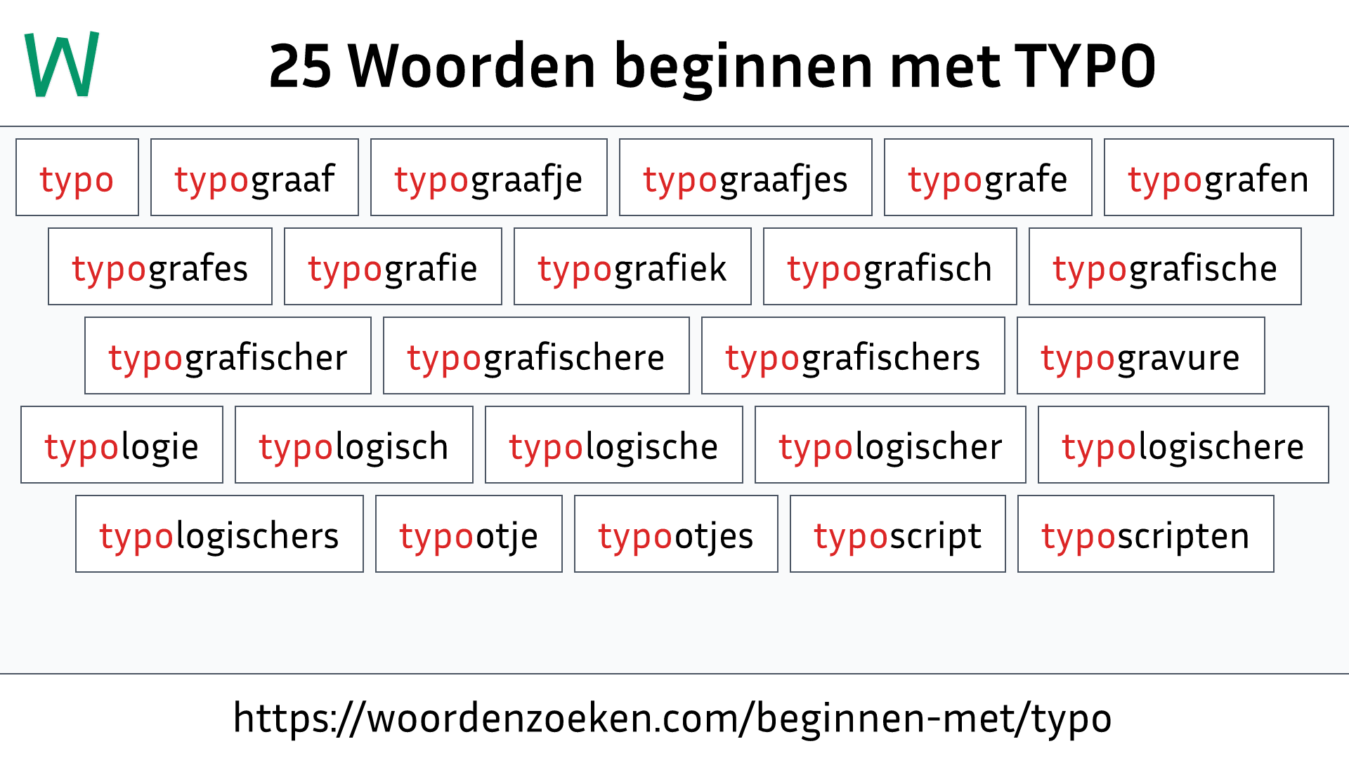 Woorden beginnen met TYPO