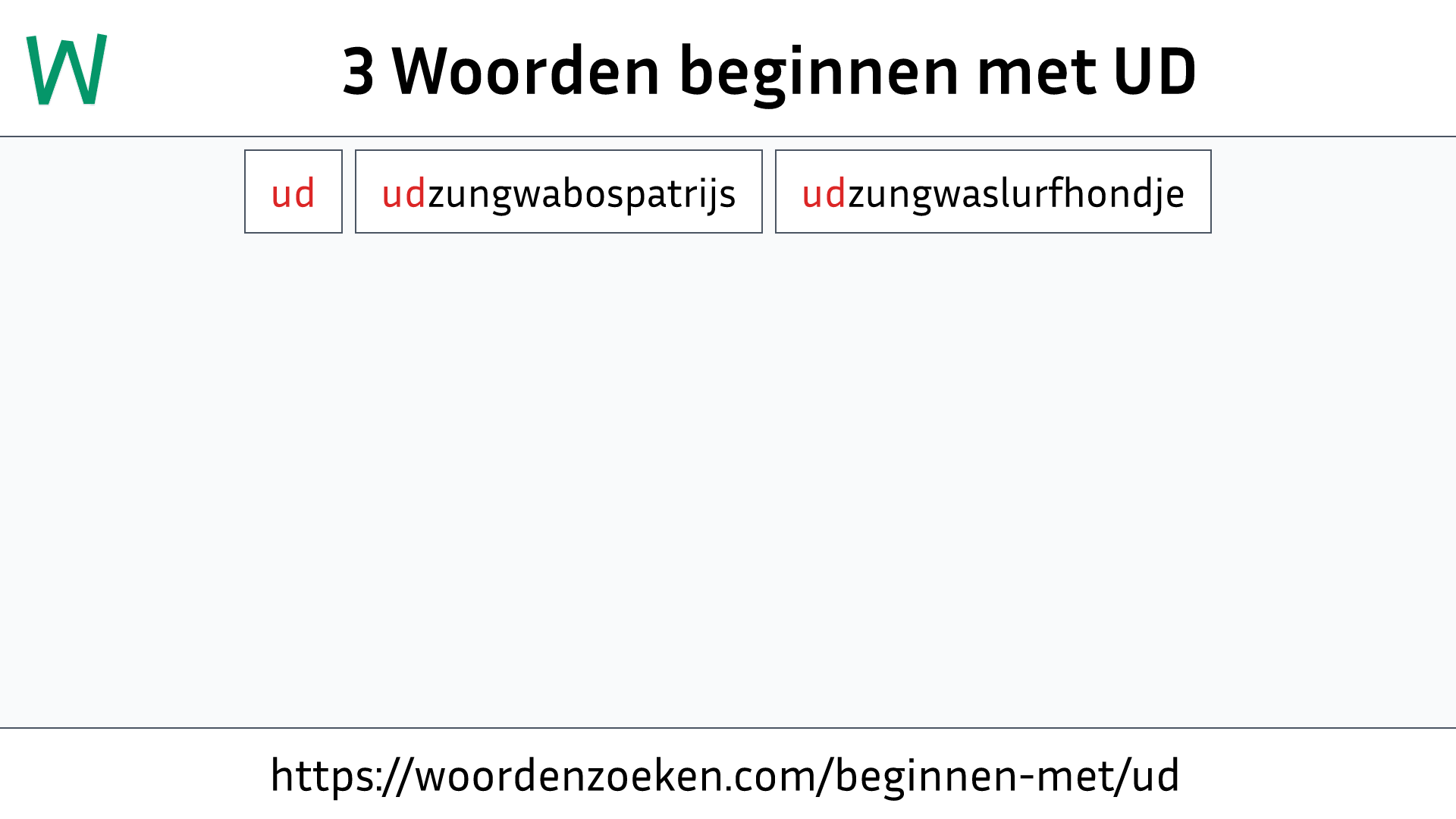 Woorden beginnen met UD