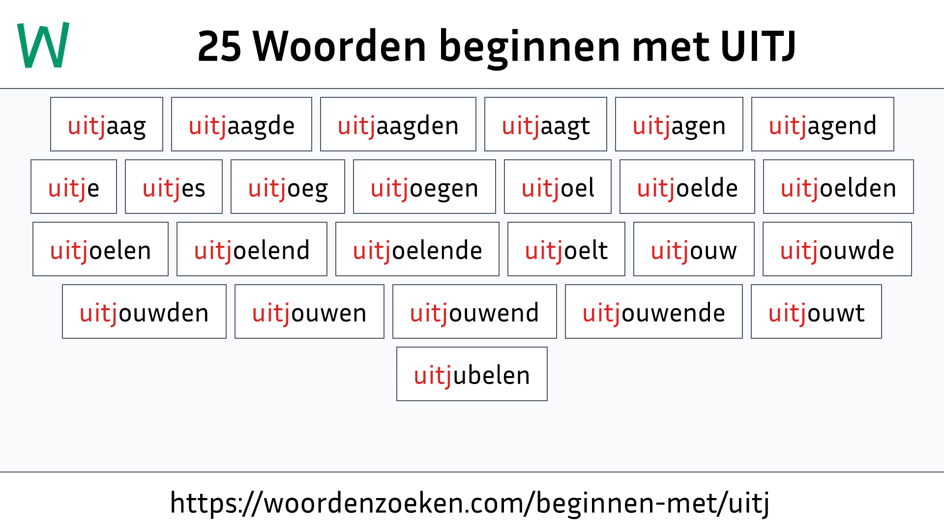 Woorden beginnen met UITJ