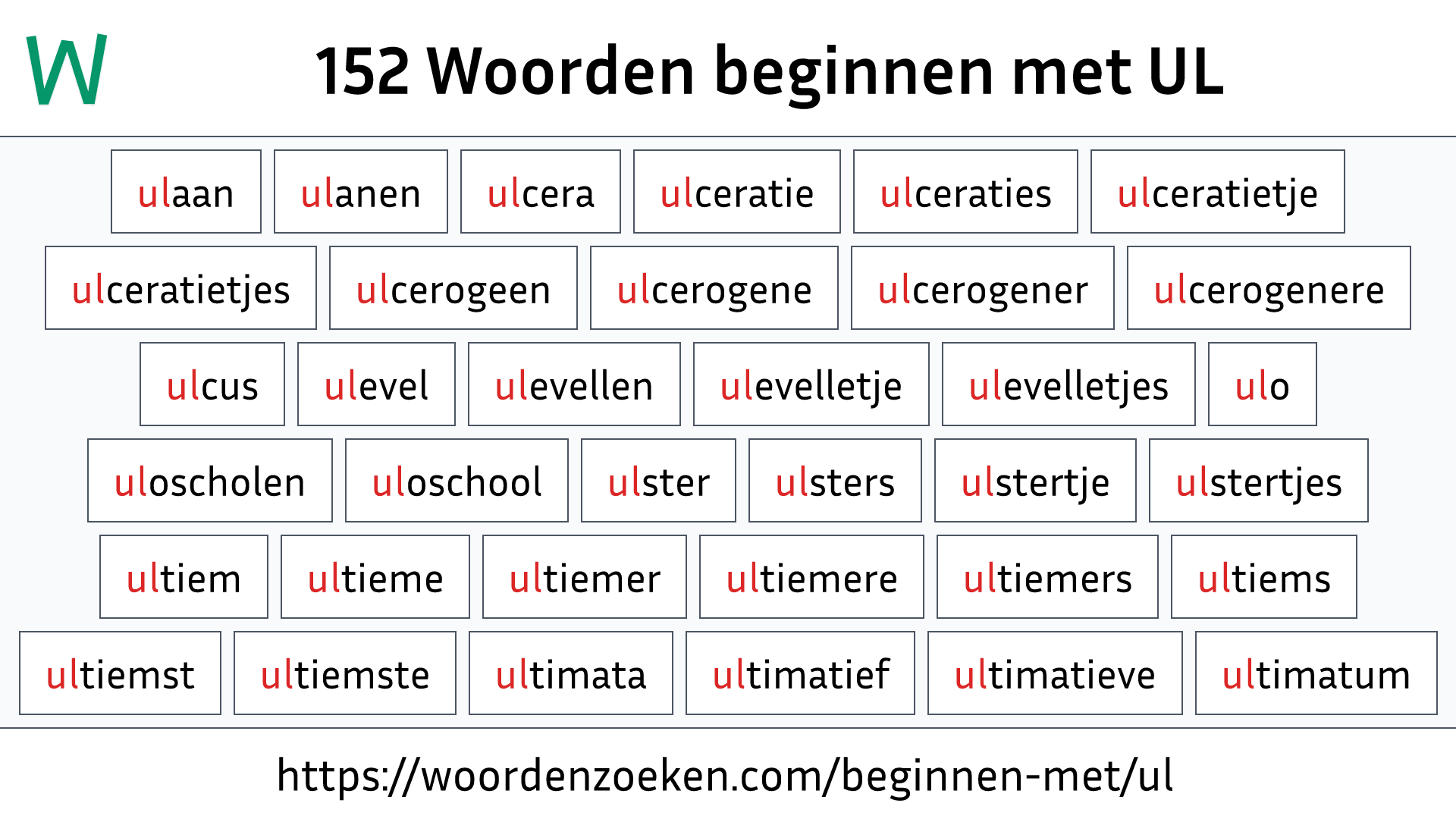 Woorden beginnen met UL