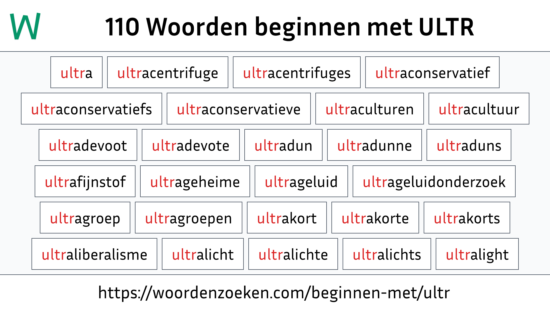 Woorden beginnen met ULTR