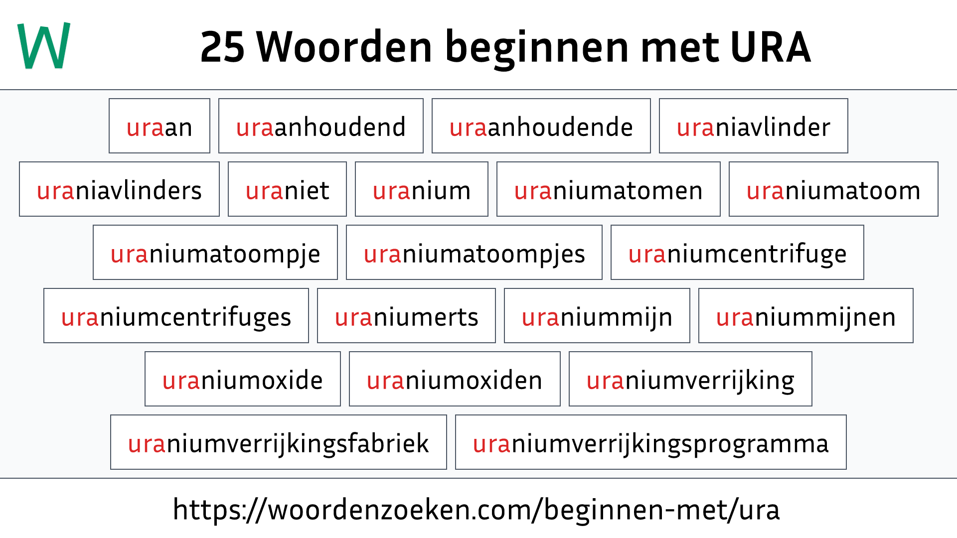 Woorden beginnen met URA