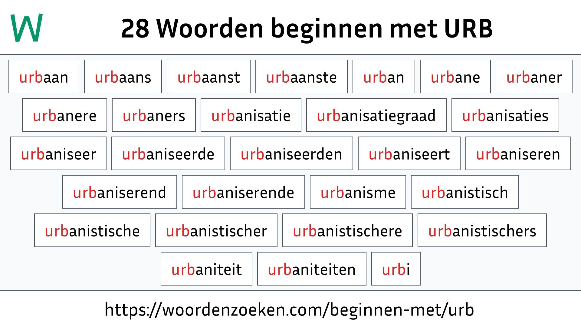 Woorden beginnen met URB