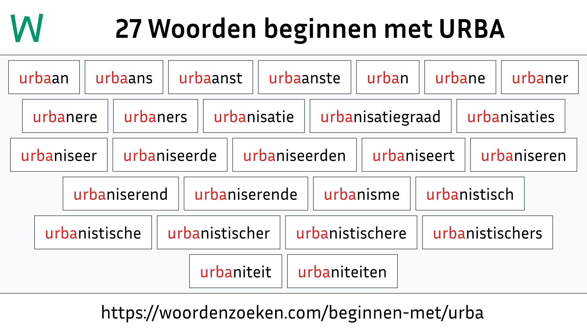 Woorden beginnen met URBA