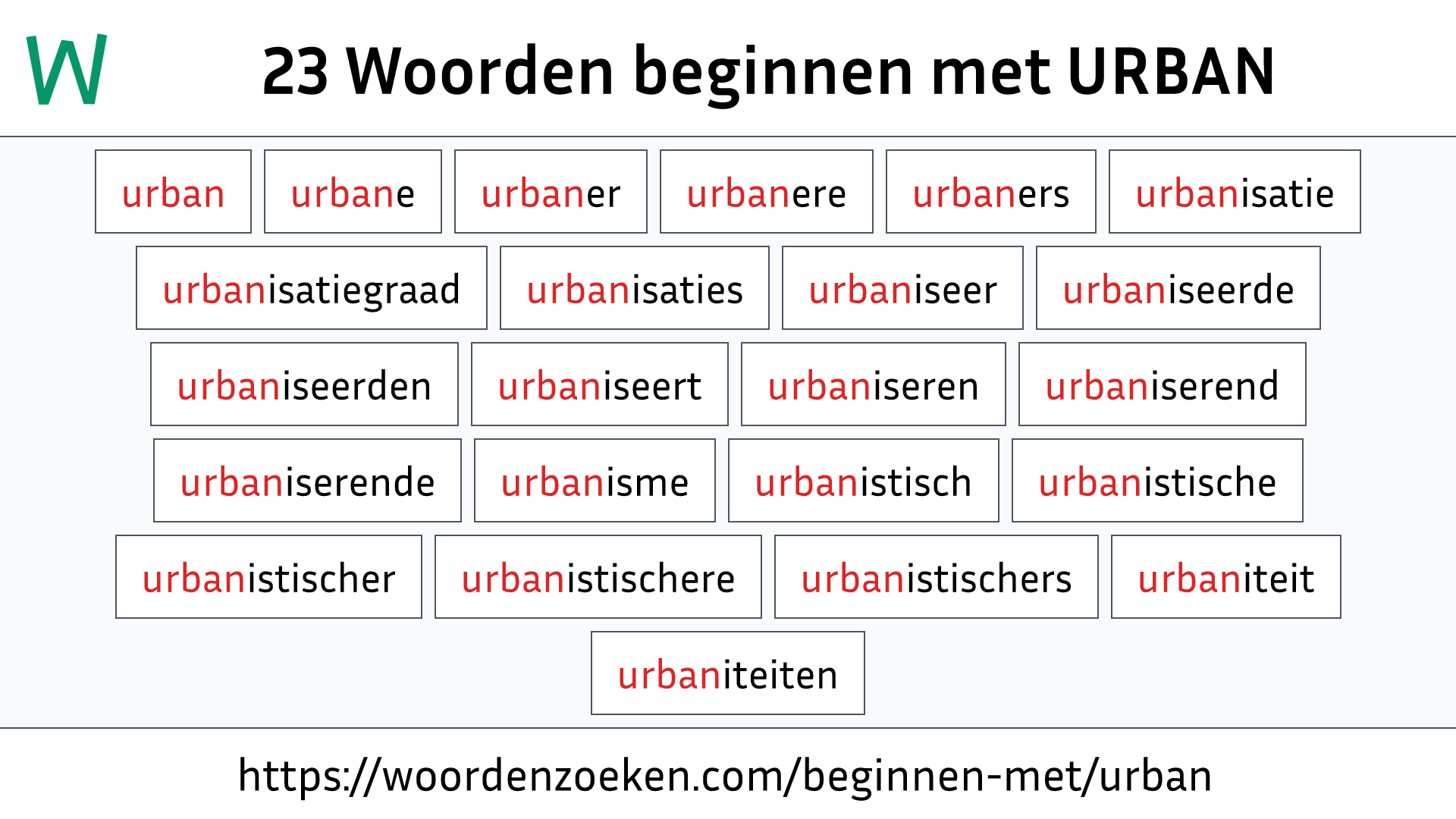 Woorden beginnen met URBAN