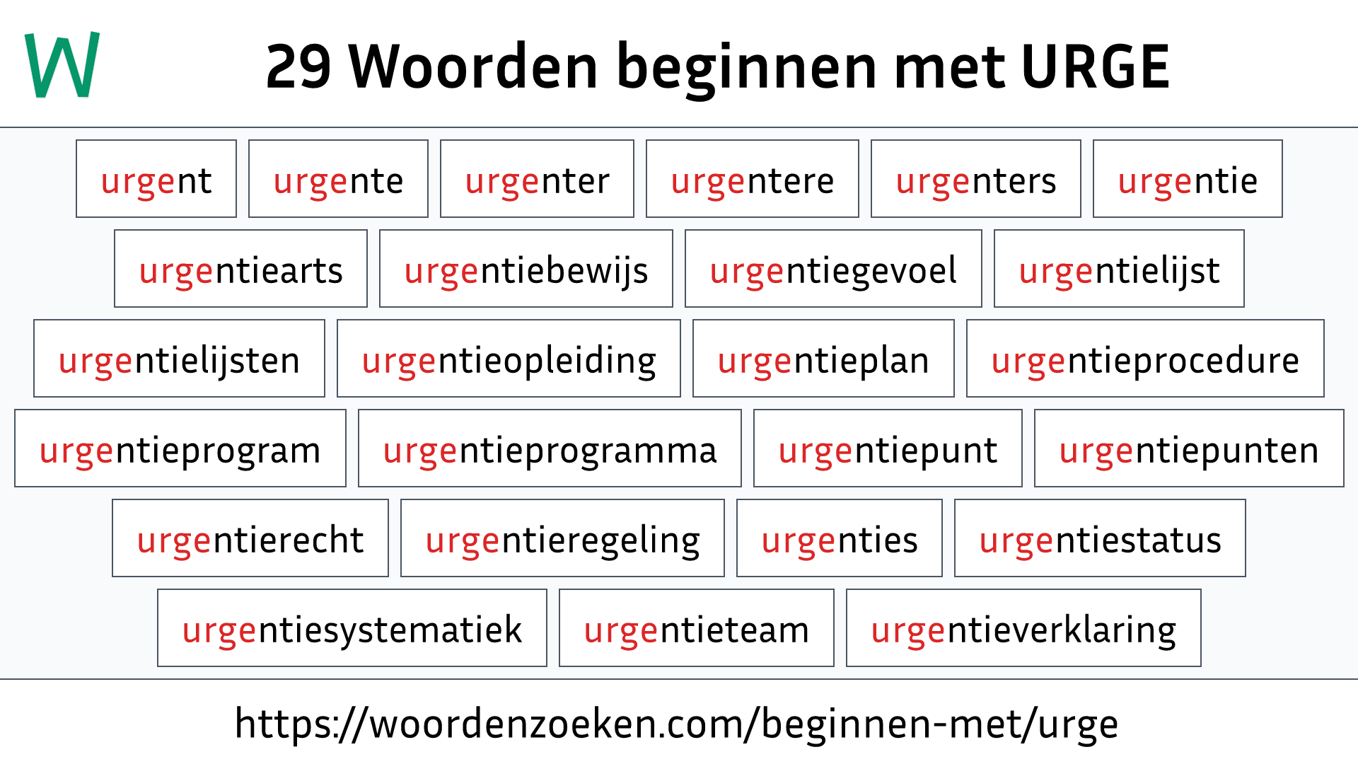 Woorden beginnen met URGE