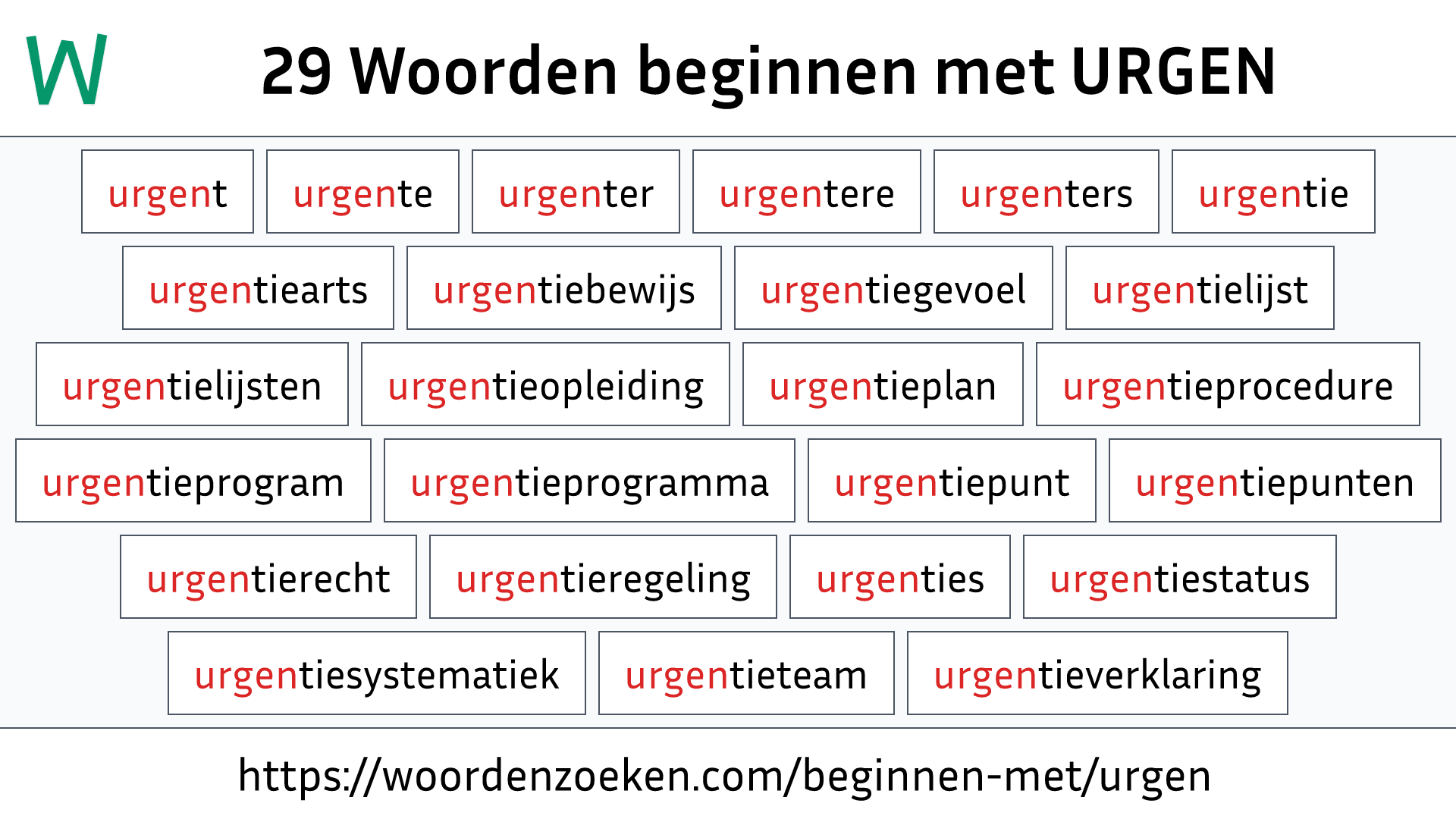 Woorden beginnen met URGEN